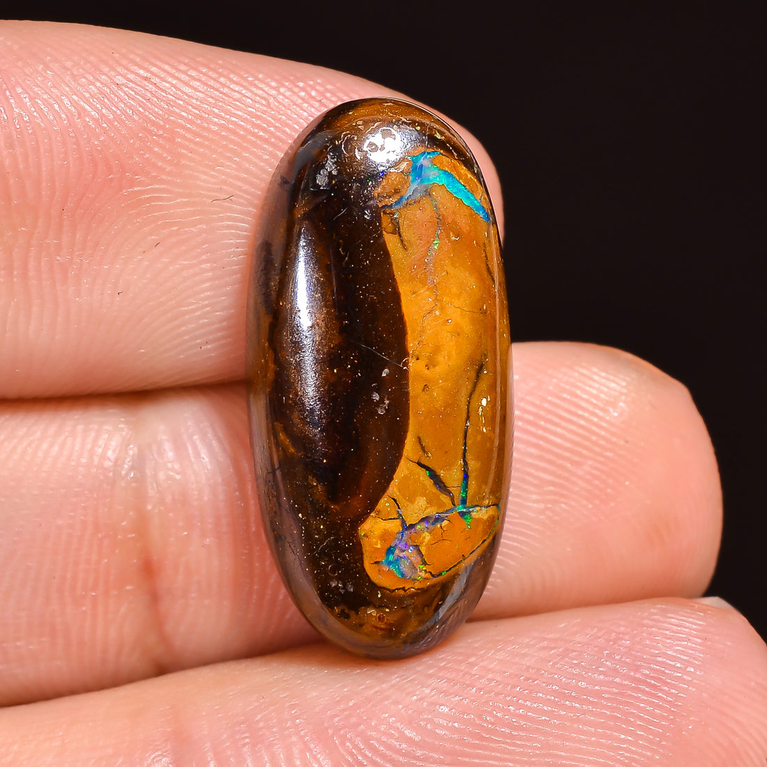 Natural Boulder Opal Oval Shape Cabochon Loose Gemstone 22X10X4 mm 13.5 Ct.OP-203