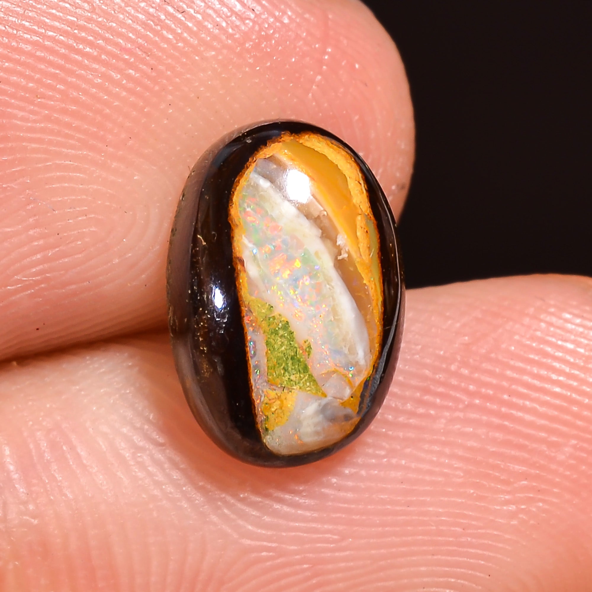 Natural Boulder Opal Oval Shape Cabochon Loose Gemstone 10X6X3 mm 3 Ct.OP-204
