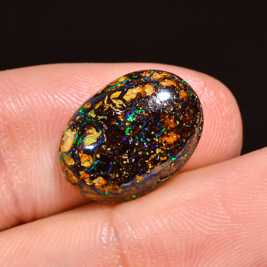 Natural Boulder Opal Oval Shape Cabochon Loose Gemstone 13X9X3 mm 5.5 Ct.OP-206