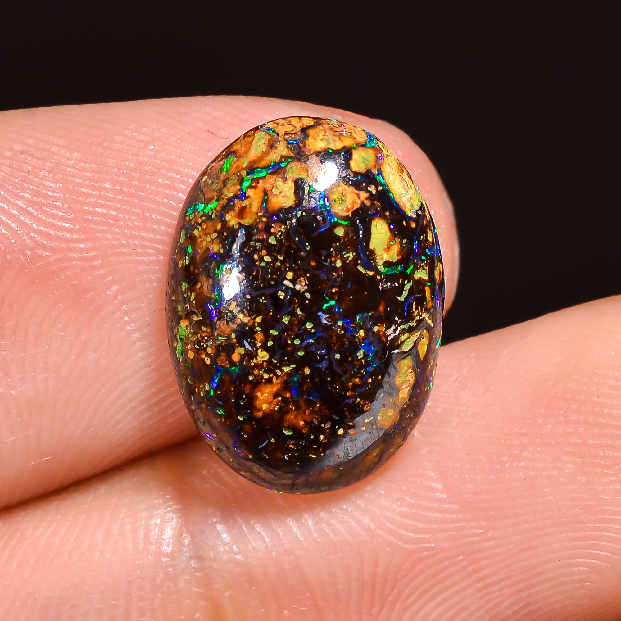 Natural Boulder Opal Oval Shape Cabochon Loose Gemstone 13X9X3 mm 5.5 Ct.OP-206