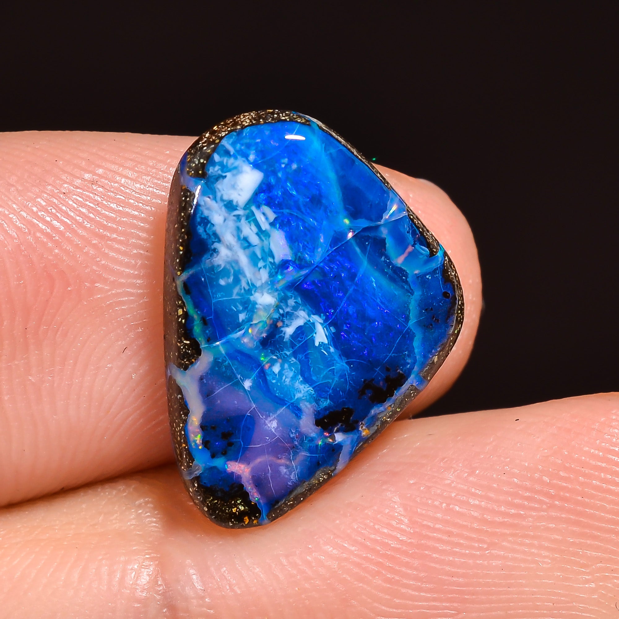 Natural Boulder Opal Fancy Shape Cabochon Loose Gemstone 16X11X2 mm 6 Ct.OP-208