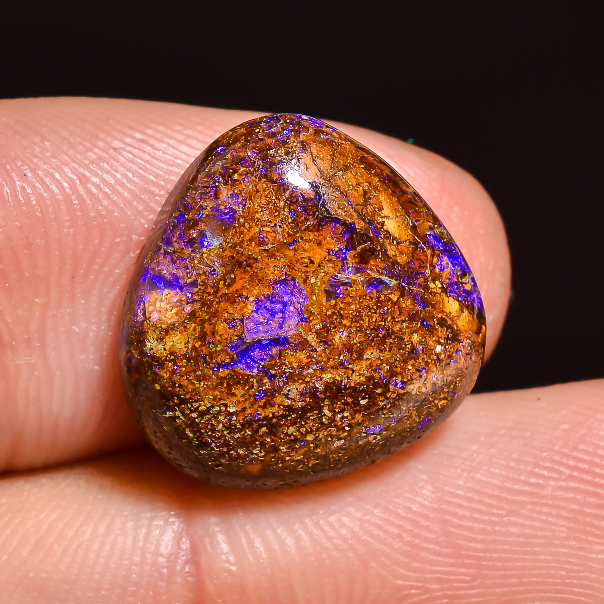 Natural Boulder Opal Heart Shape Cabochon Loose Gemstone 14X14X4 mm 8.5 Ct.OP-209