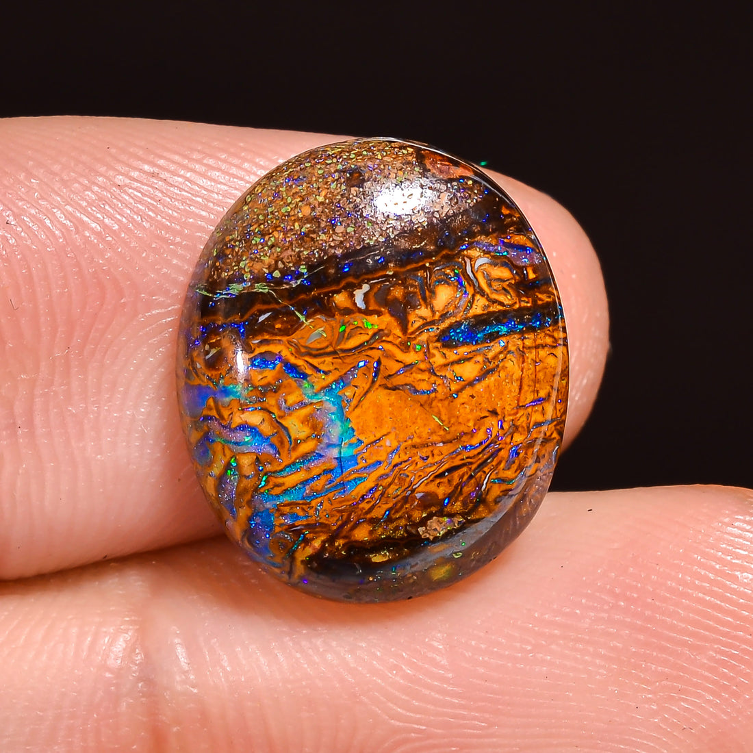 Natural Boulder Opal Oval Shape Cabochon Loose Gemstone 14X12X3 mm 8 Ct.OP-210