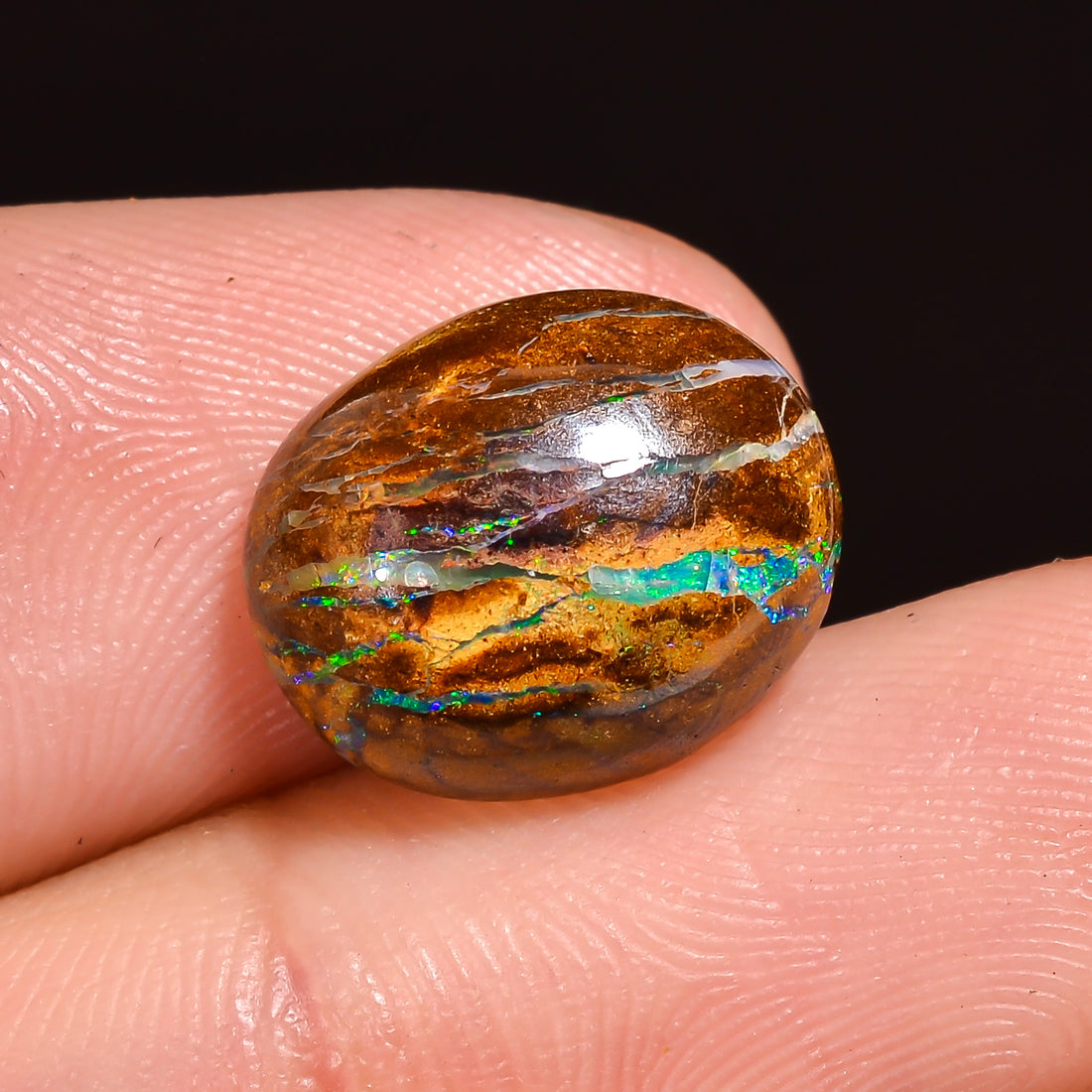Natural Boulder Opal Oval Shape Cabochon Loose Gemstone 12X9X4 mm 6 Ct.OP-211