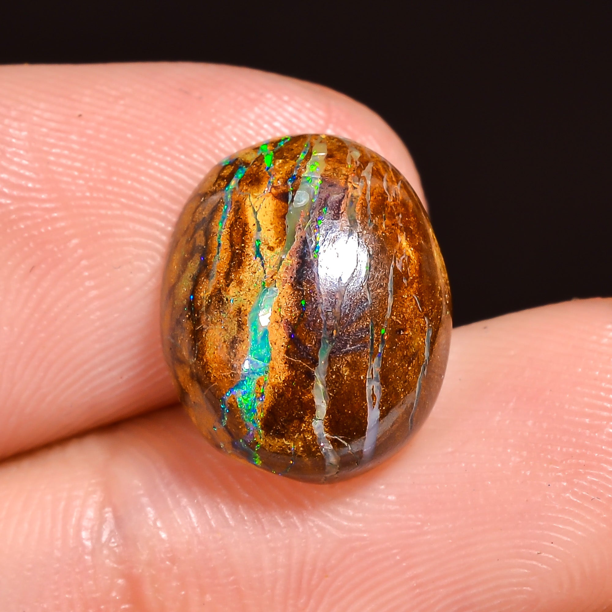 Natural Boulder Opal Oval Shape Cabochon Loose Gemstone 12X9X4 mm 6 Ct.OP-211