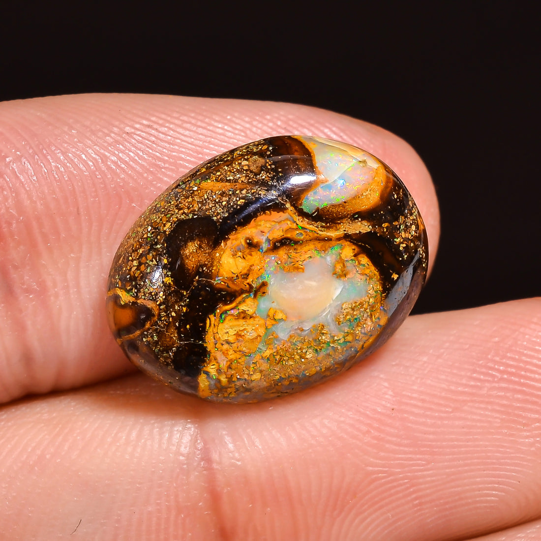 Natural Boulder Opal Oval Shape Cabochon Loose Gemstone 15X12X4 mm 10 Ct.OP-215