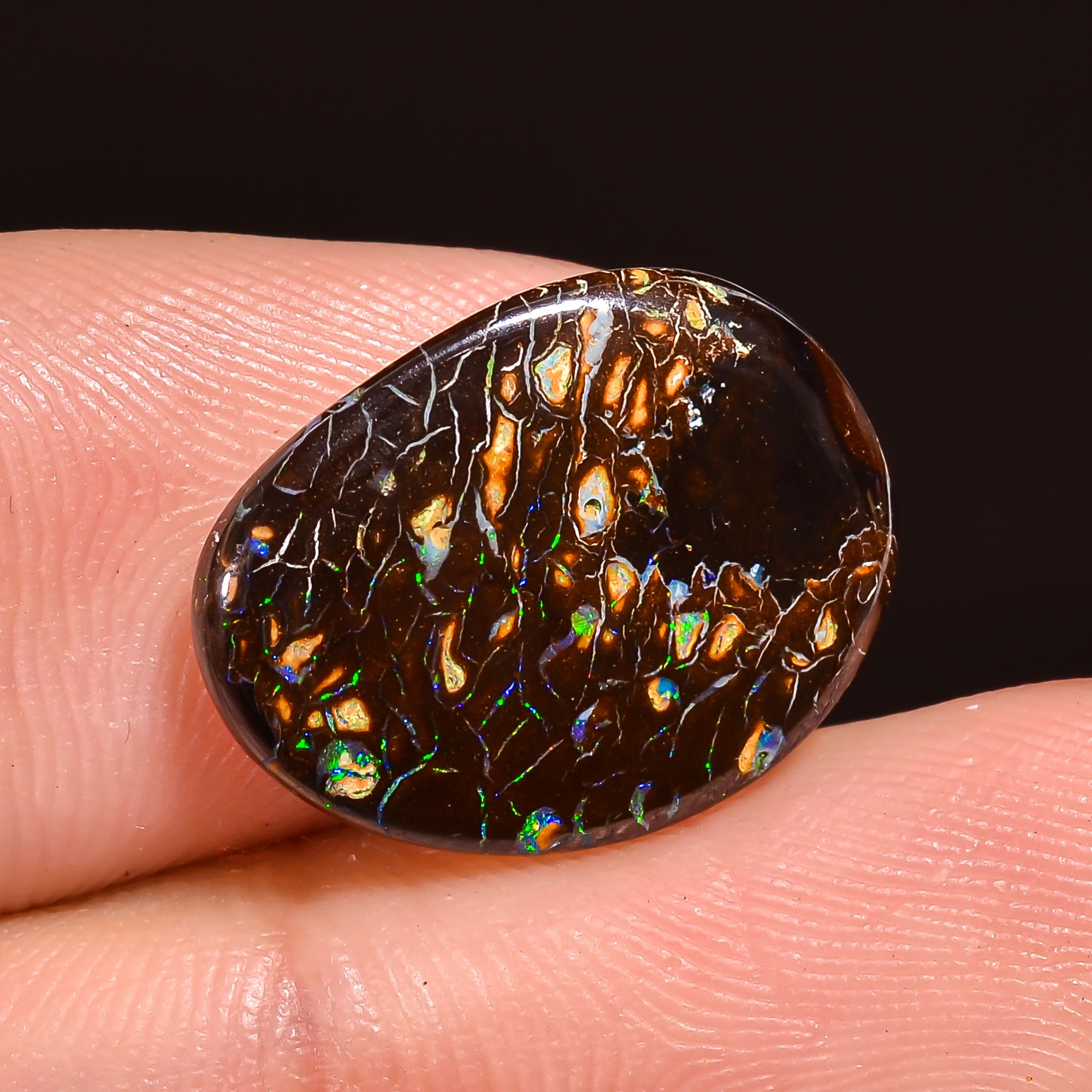 Natural Boulder Opal Fancy Shape Cabochon Loose Gemstone 15X11X1 mm 6 Ct.OP-216