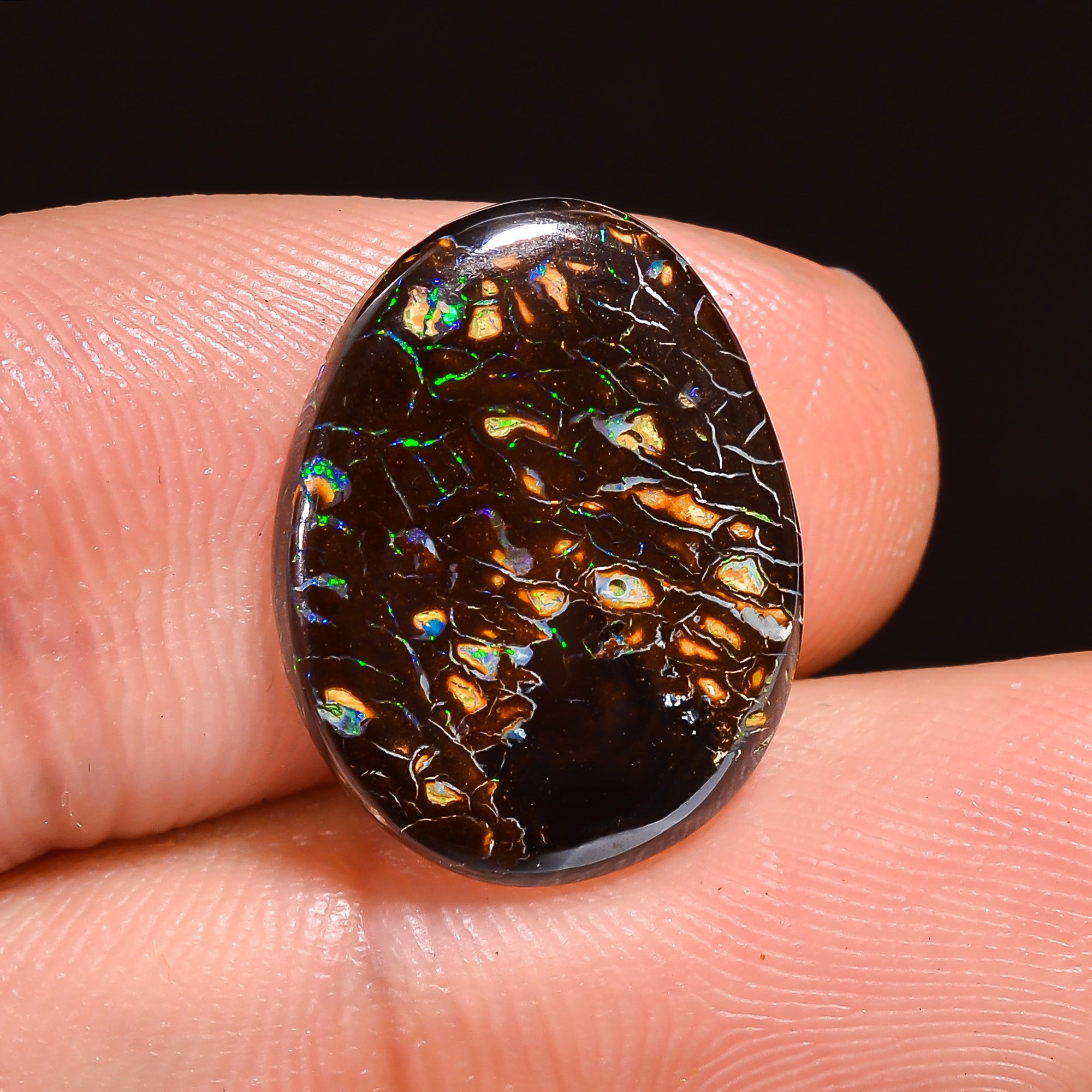 Natural Boulder Opal Fancy Shape Cabochon Loose Gemstone 15X11X1 mm 6 Ct.OP-216