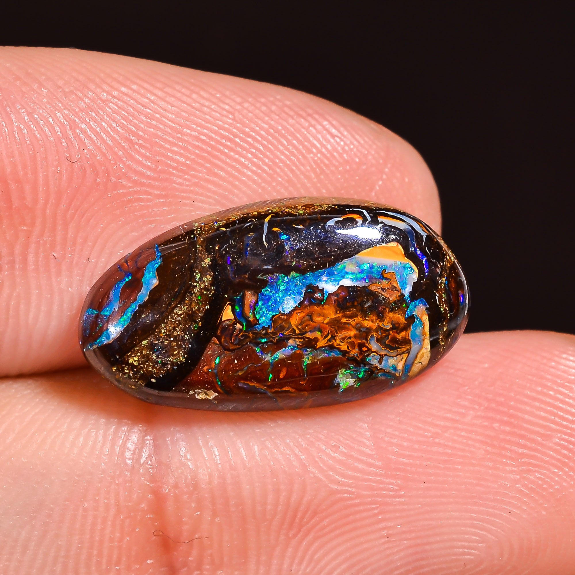 Natural Boulder Opal Fancy Shape Cabochon Loose Gemstone 17X9X3 mm 7.5 Ct.OP-218
