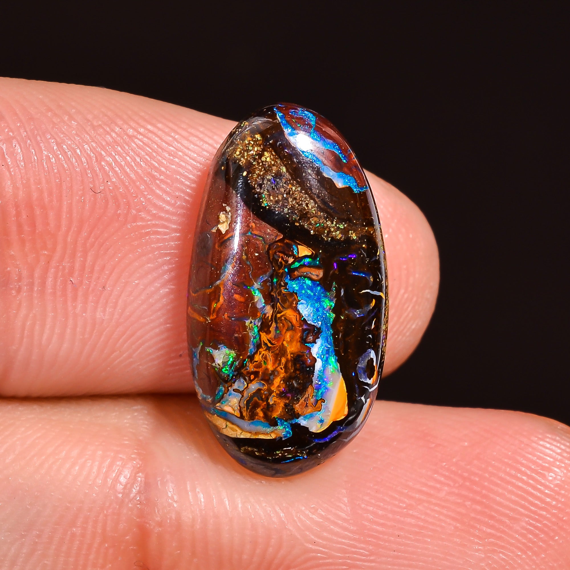 Natural Boulder Opal Fancy Shape Cabochon Loose Gemstone 17X9X3 mm 7.5 Ct.OP-218