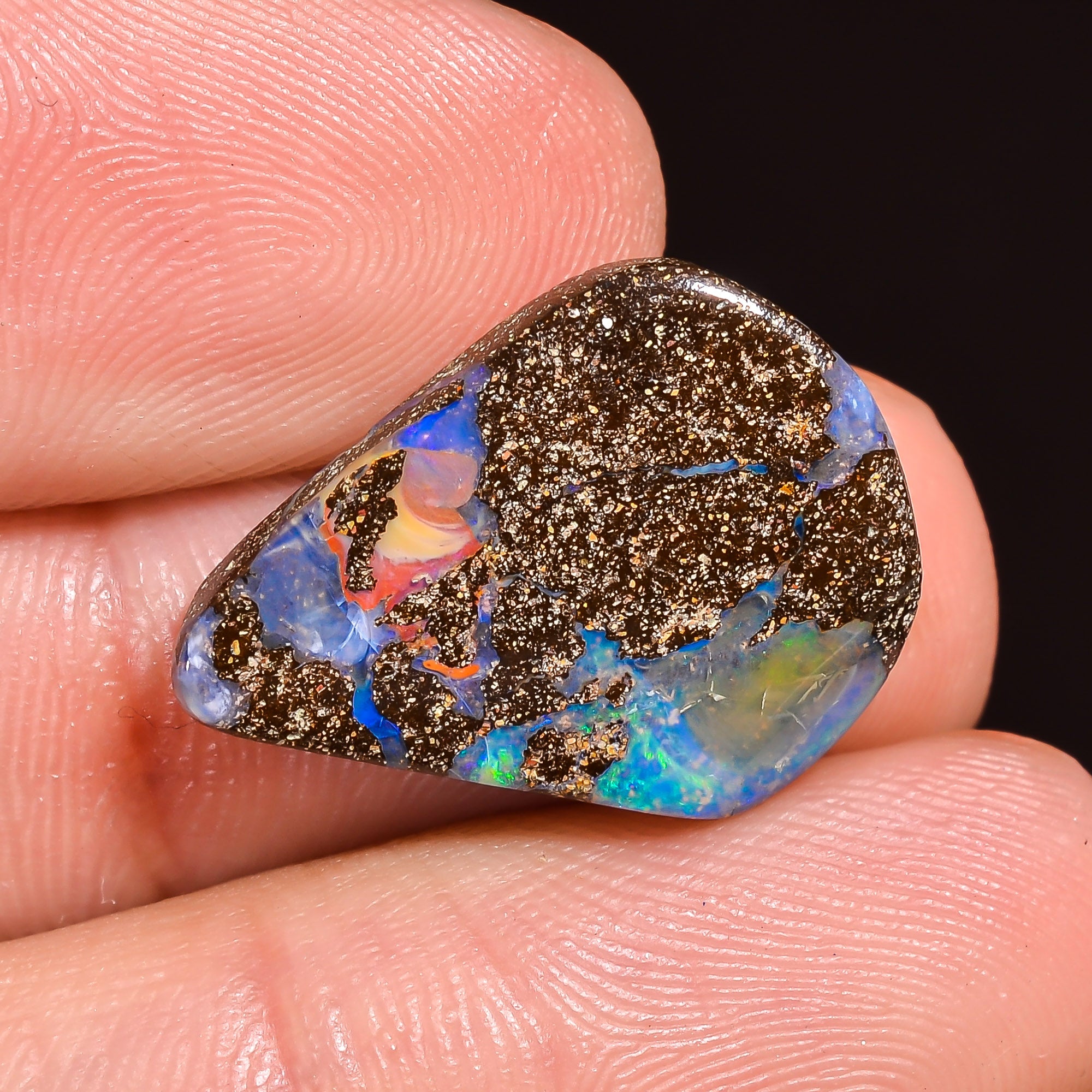 Natural Boulder Opal Fancy Shape Cabochon Loose Gemstone 19X14X3 mm 9 Ct.OP-219