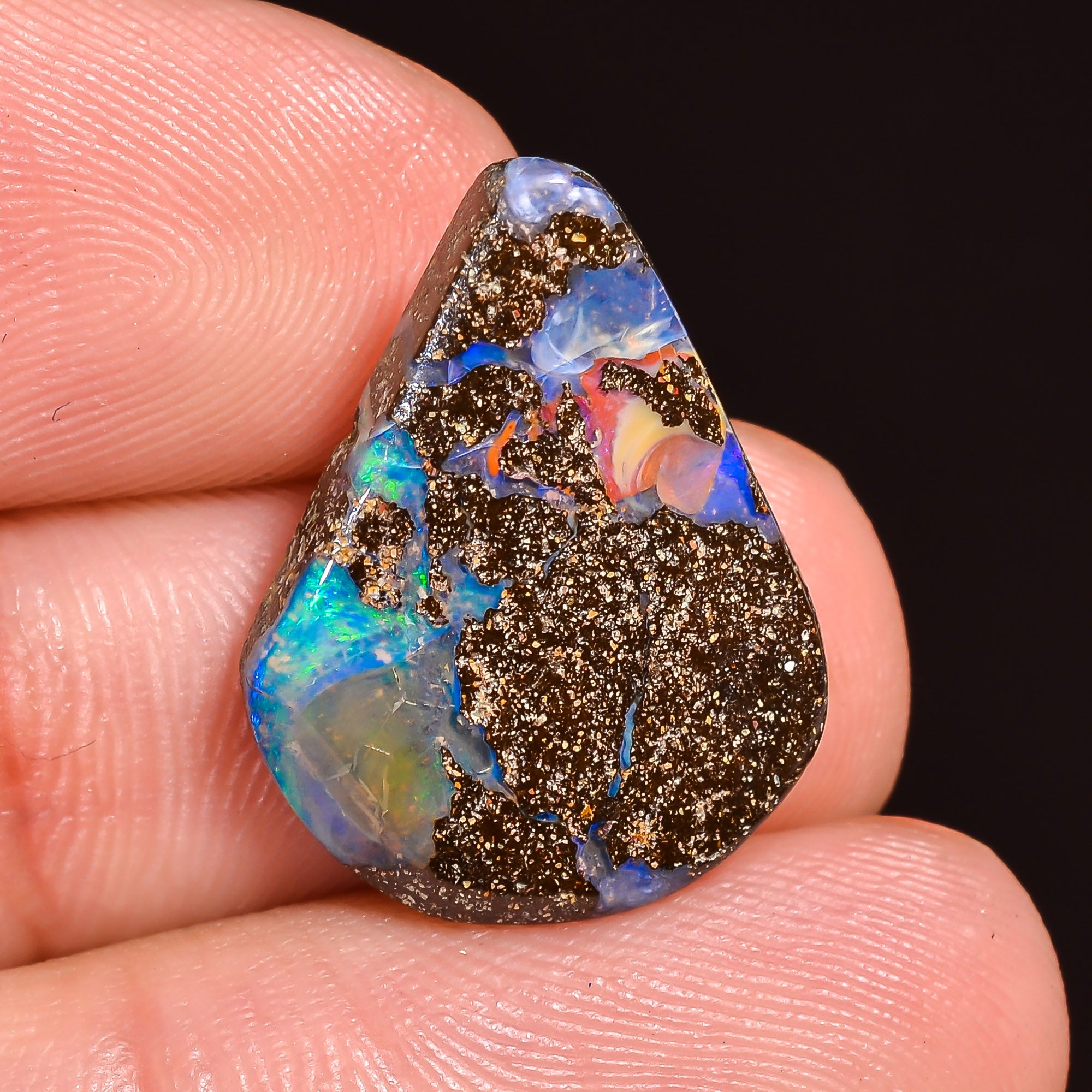 Natural Boulder Opal Fancy Shape Cabochon Loose Gemstone 19X14X3 mm 9 Ct.OP-219