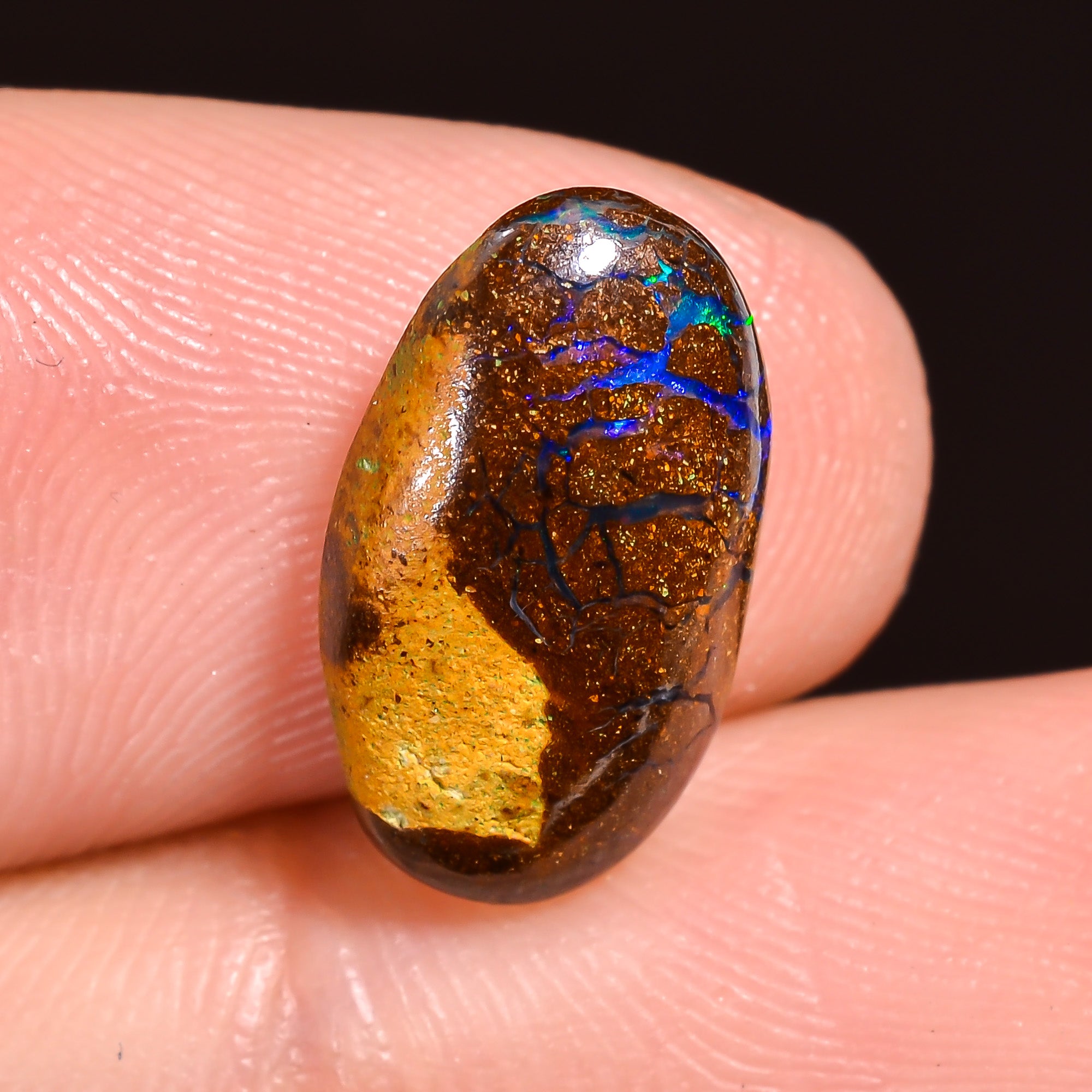 Natural Boulder Opal Oval Shape Cabochon Loose Gemstone 13X7X2 mm 3.5 Ct.OP-223