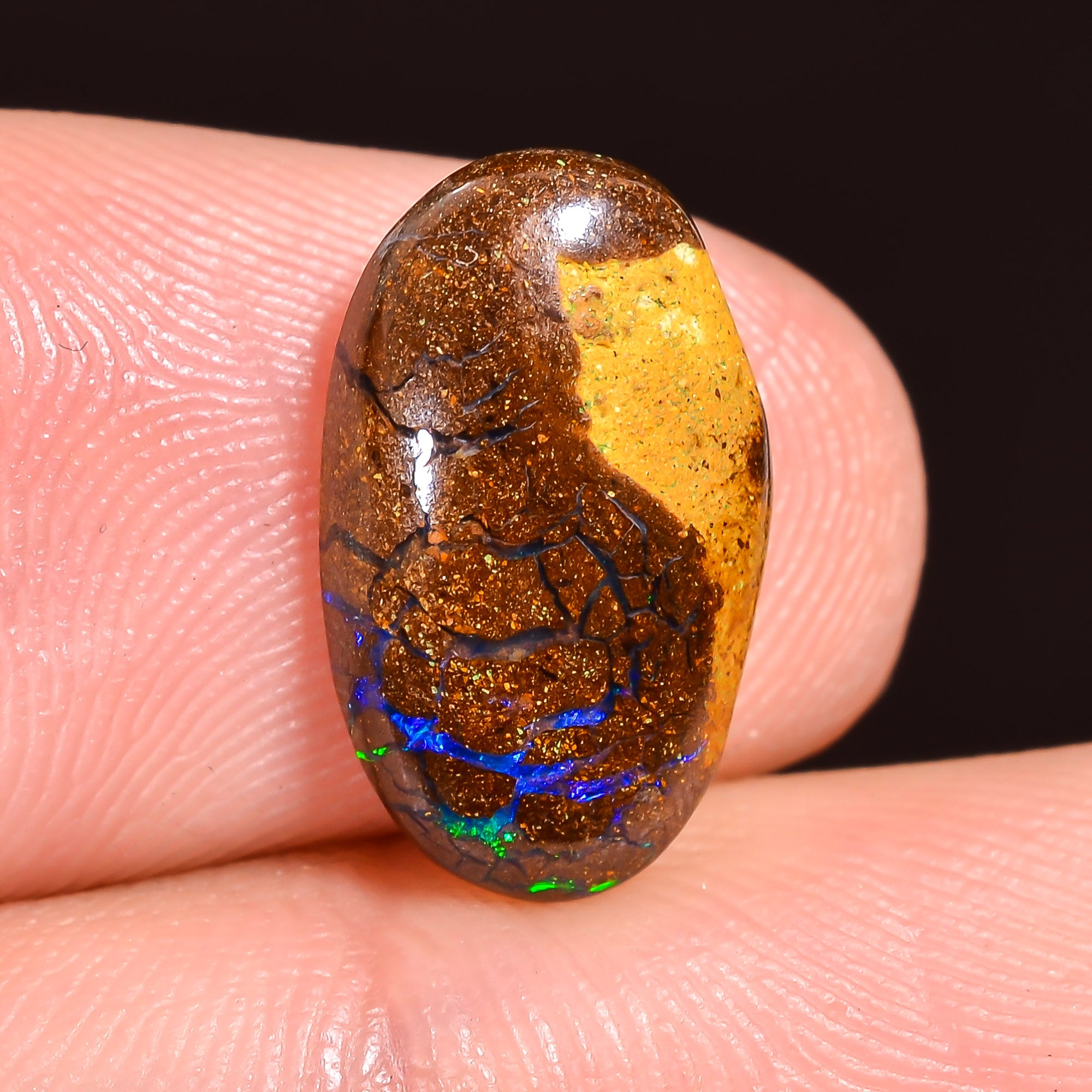 Natural Boulder Opal Oval Shape Cabochon Loose Gemstone 13X7X2 mm 3.5 Ct.OP-223
