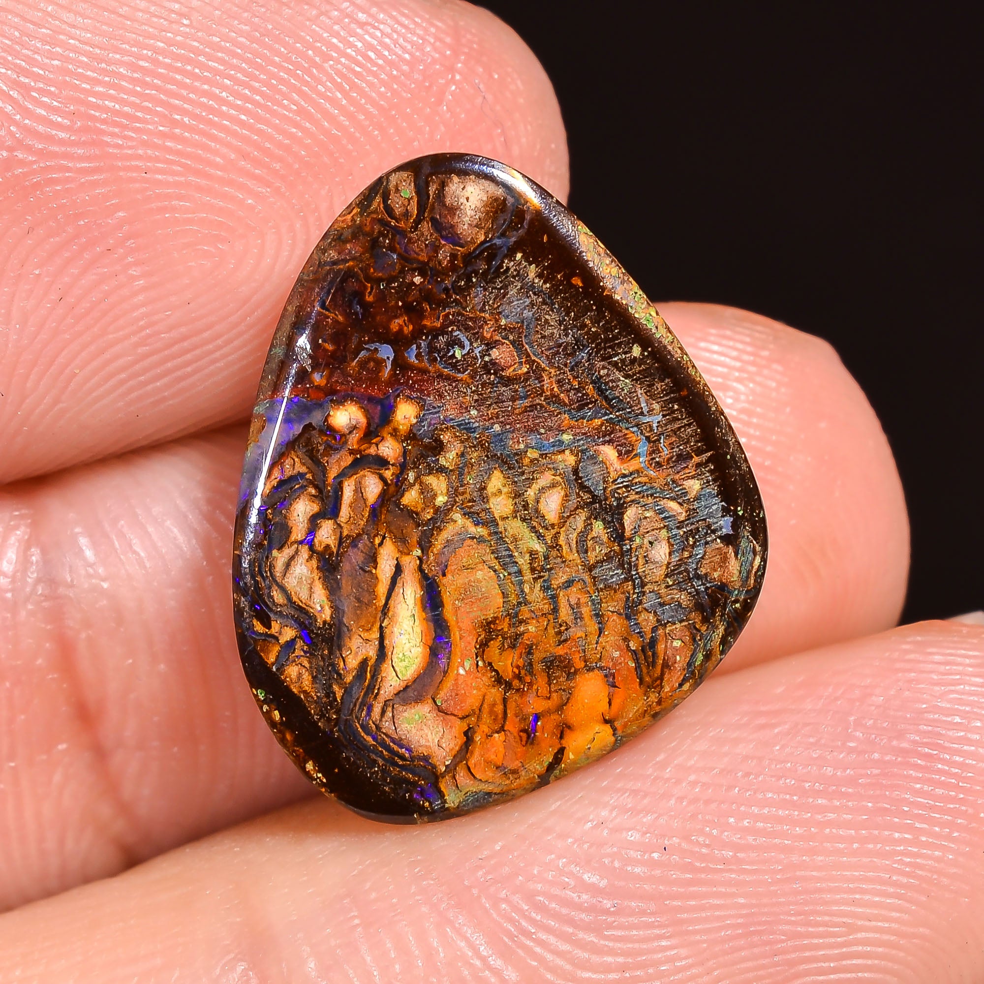 Natural Boulder Opal Fancy Shape Cabochon Loose Gemstone 18X14X2 mm 8.5 Ct.OP-225
