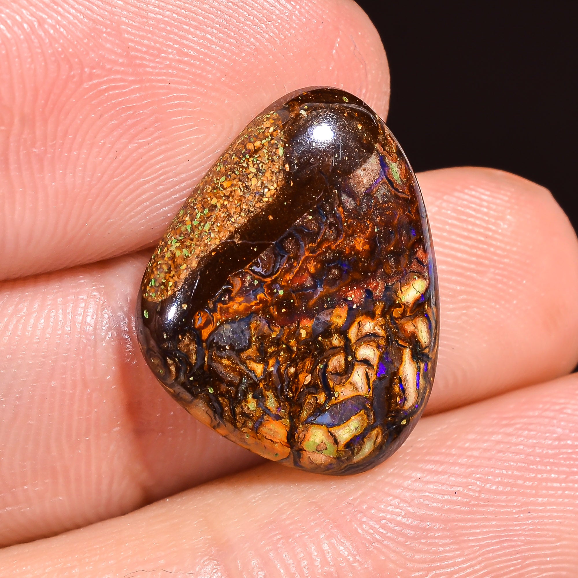 Natural Boulder Opal Fancy Shape Cabochon Loose Gemstone 18X14X2 mm 8.5 Ct.OP-225