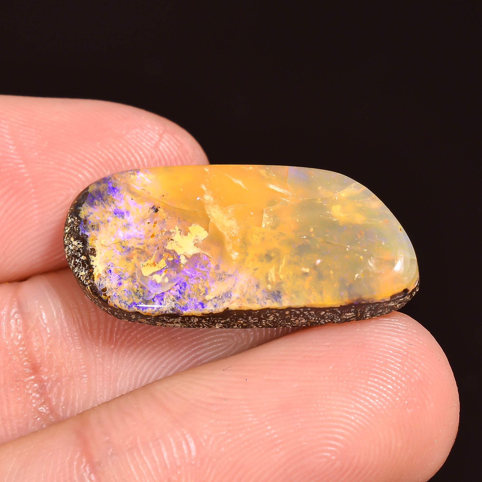 Natural Boulder Opal Fancy Shape Cabochon Loose Gemstone 24X10X4 mm 13 Ct.OP-227