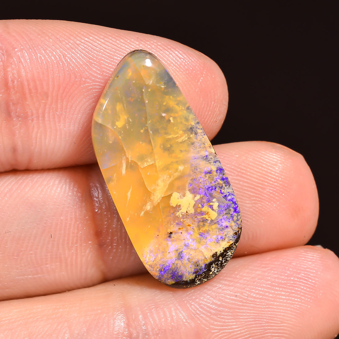 Natural Boulder Opal Fancy Shape Cabochon Loose Gemstone 24X10X4 mm 13 Ct.OP-227