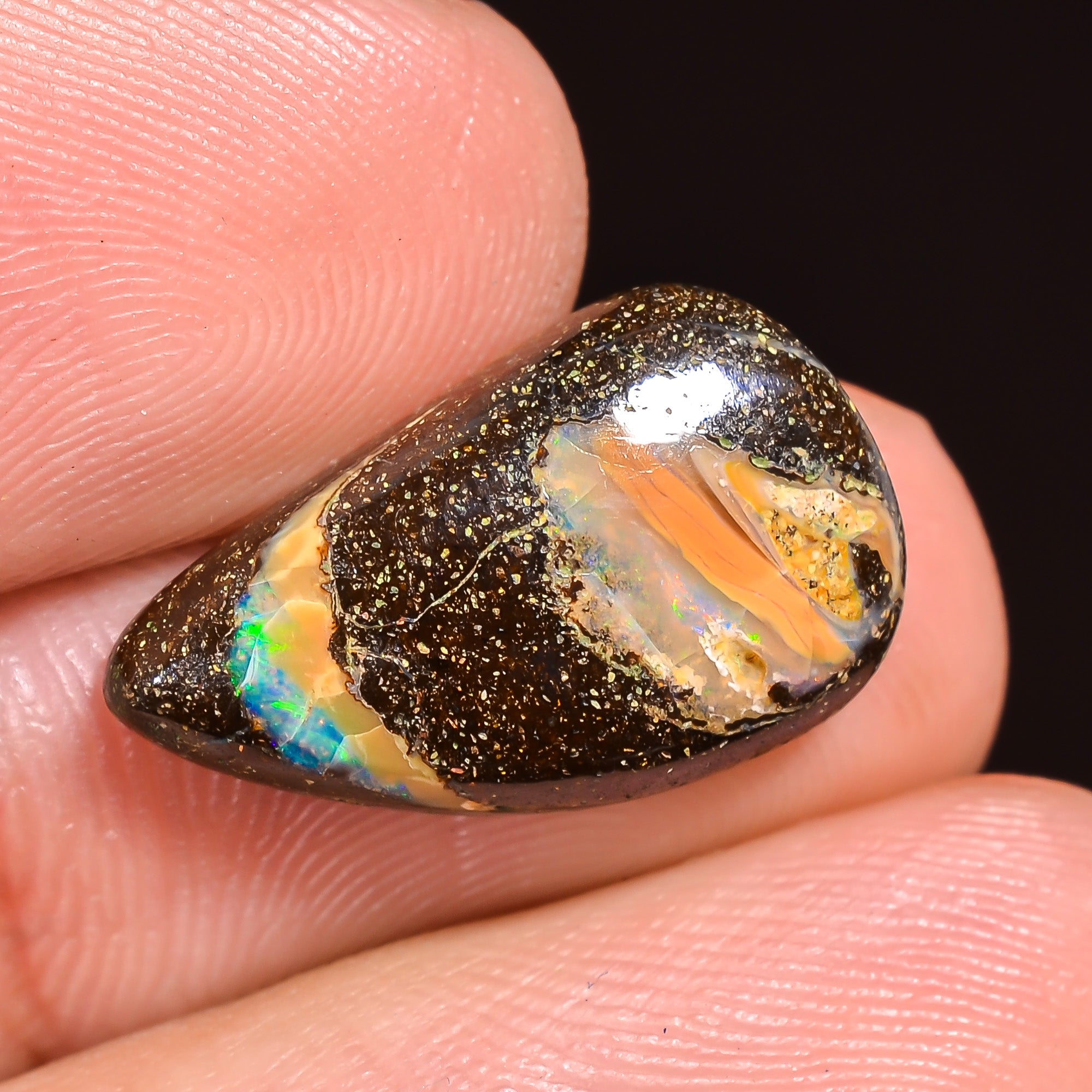 Natural Boulder Opal Fancy Shape Cabochon Loose Gemstone 17X10X4 mm 8 Ct.OP-229