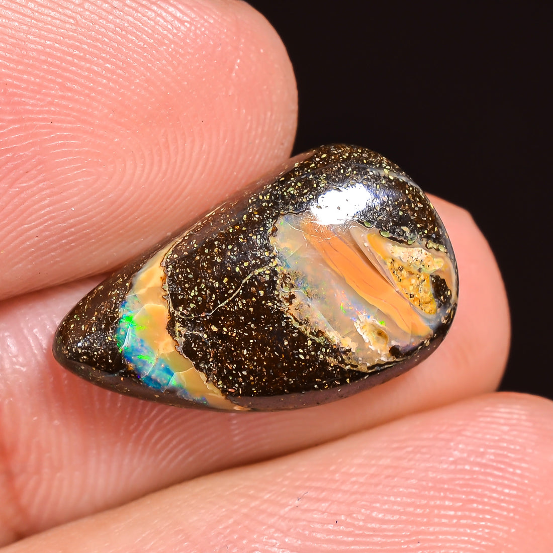 Natural Boulder Opal Fancy Shape Cabochon Loose Gemstone 17X10X4 mm 8 Ct.OP-229