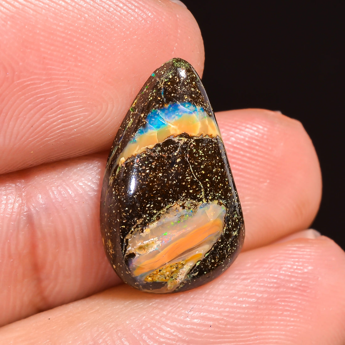 Natural Boulder Opal Fancy Shape Cabochon Loose Gemstone 17X10X4 mm 8 Ct.OP-229