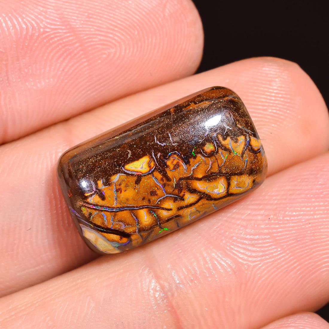 Natural Boulder Opal Radiant Shape Cabochon Loose Gemstone 18X10X4 mm 12.5 Ct. OP-231