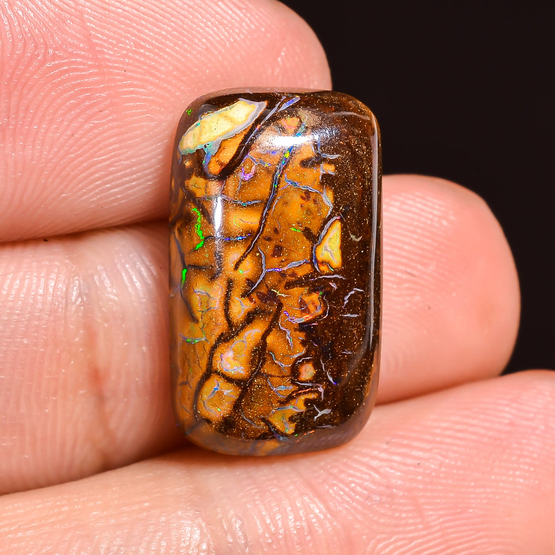 Natural Boulder Opal Radiant Shape Cabochon Loose Gemstone 18X10X4 mm 12.5 Ct. OP-231