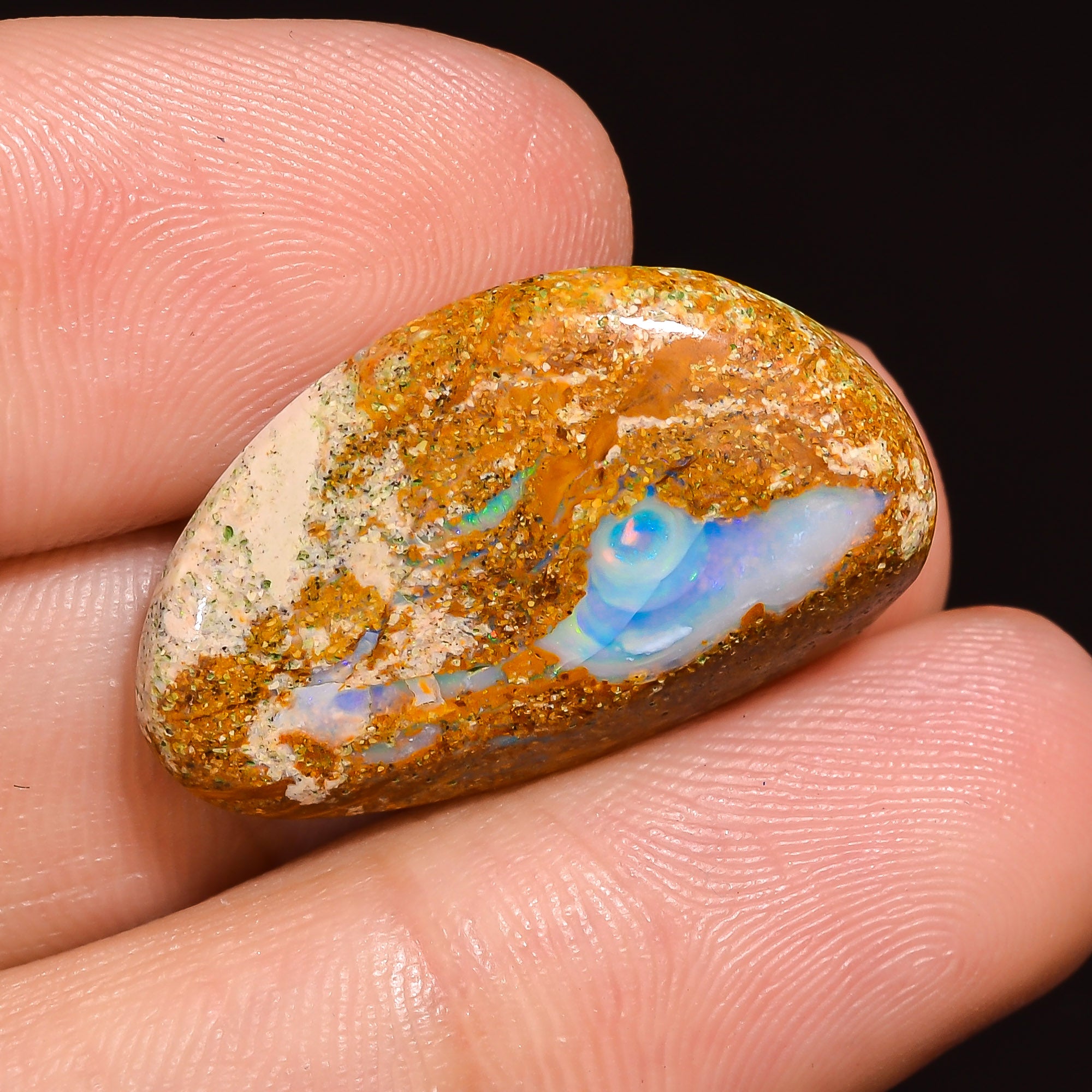 Natural Boulder Opal Fancy Shape Cabochon Loose Gemstone 24X14X4 mm 12 Ct. OP-233