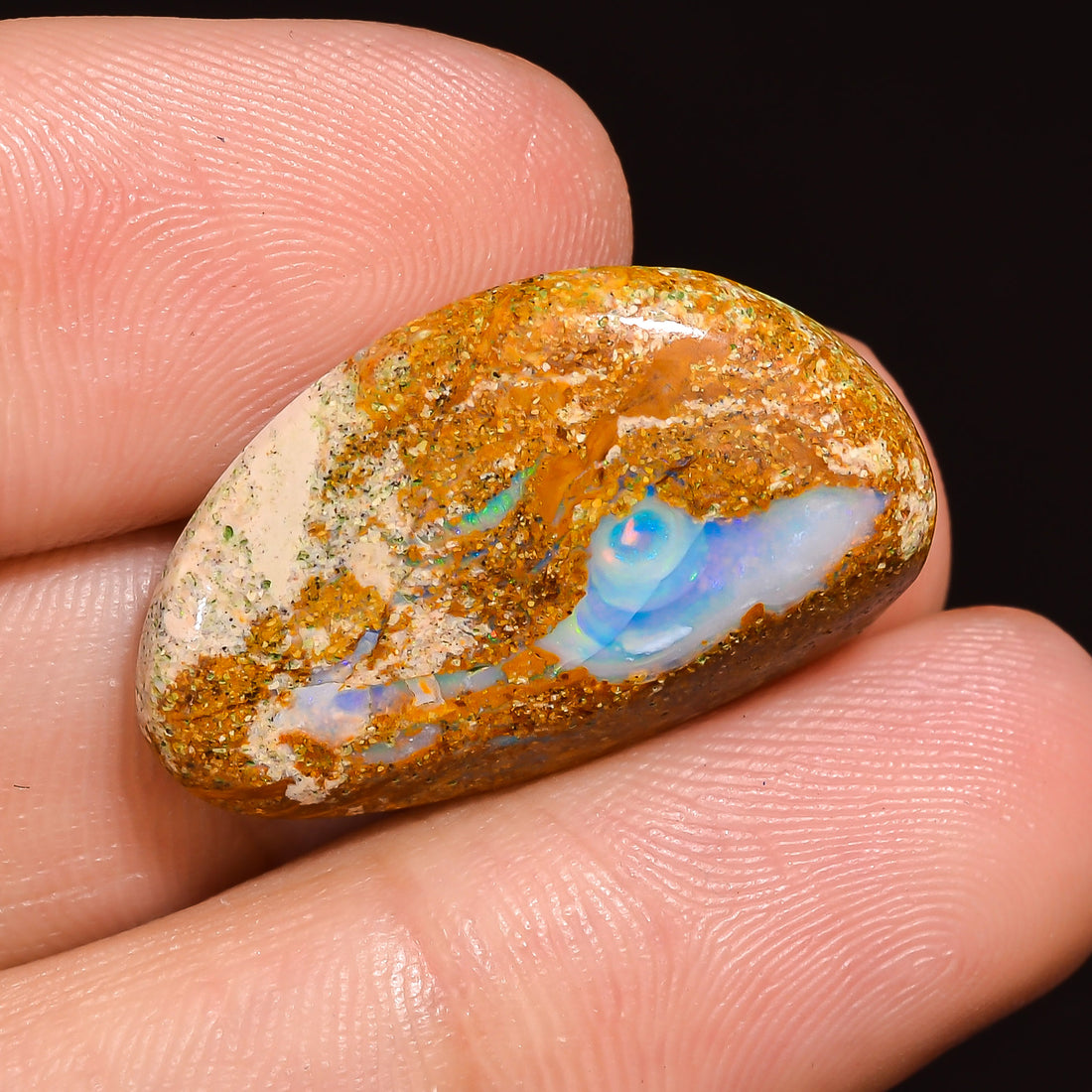 Natural Boulder Opal Fancy Shape Cabochon Loose Gemstone 24X14X4 mm 12 Ct. OP-233