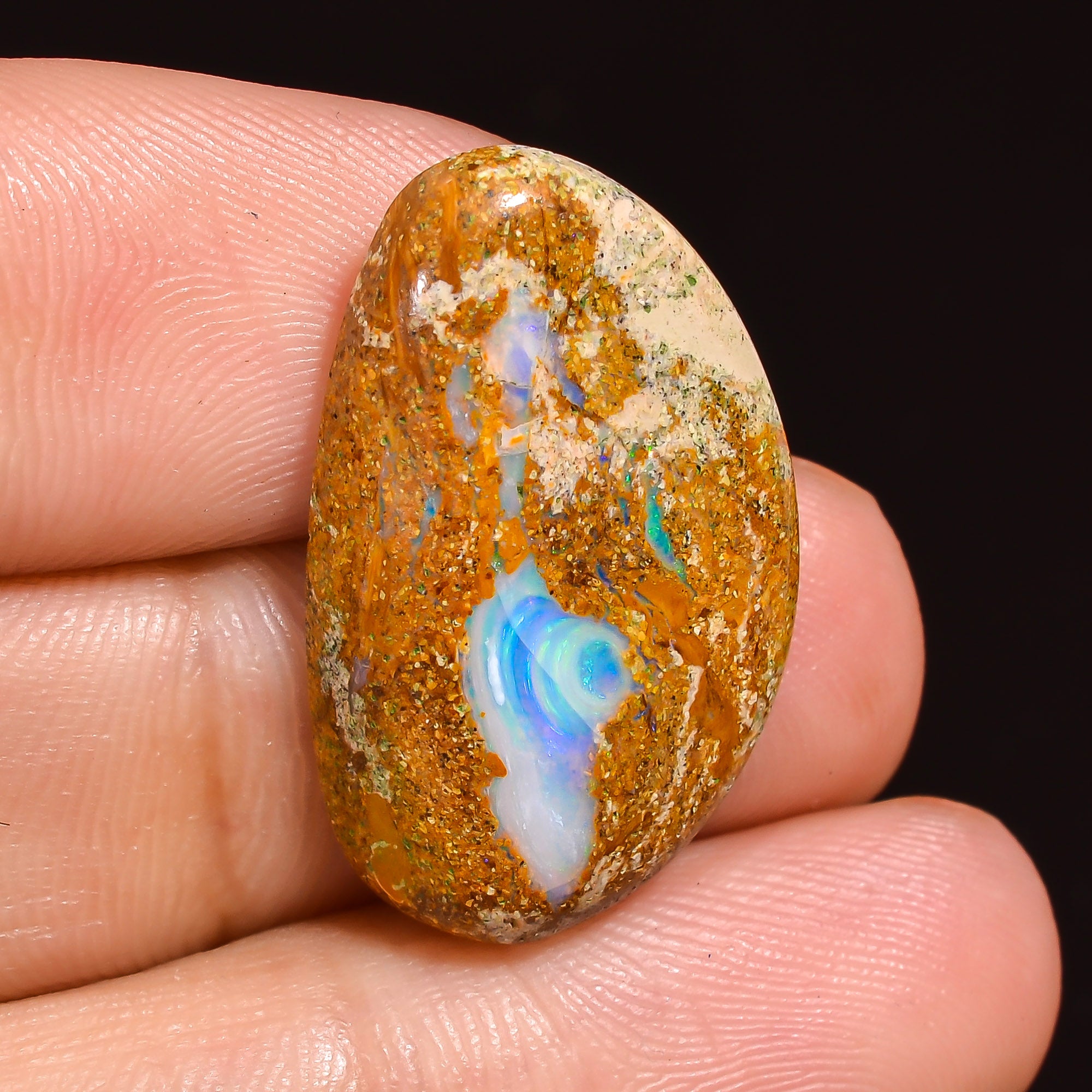 Natural Boulder Opal Fancy Shape Cabochon Loose Gemstone 24X14X4 mm 12 Ct. OP-233