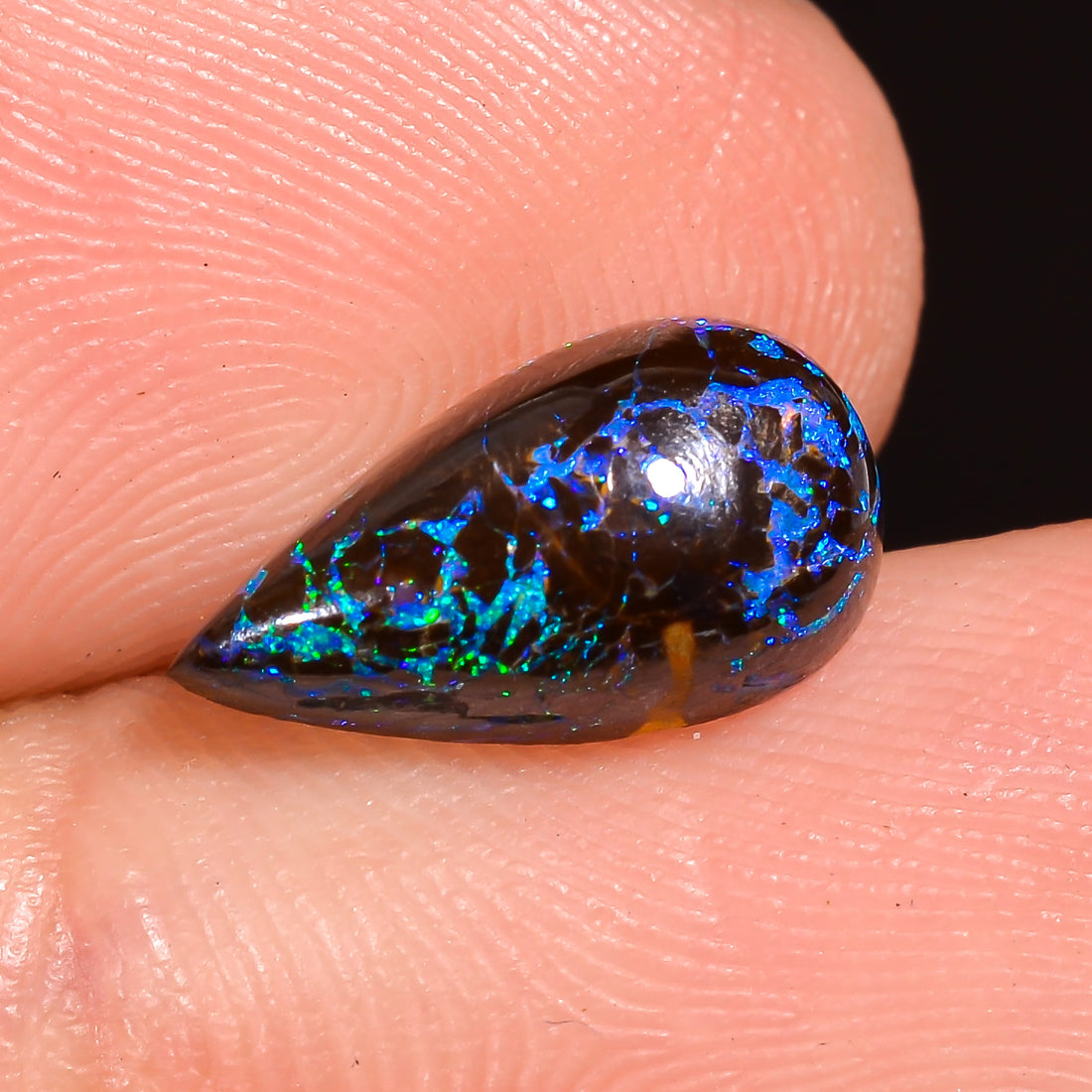 Natural Boulder Opal Pear Shape Cabochon Loose Gemstone 11X5X3 mm 2.5 Ct.OP-239