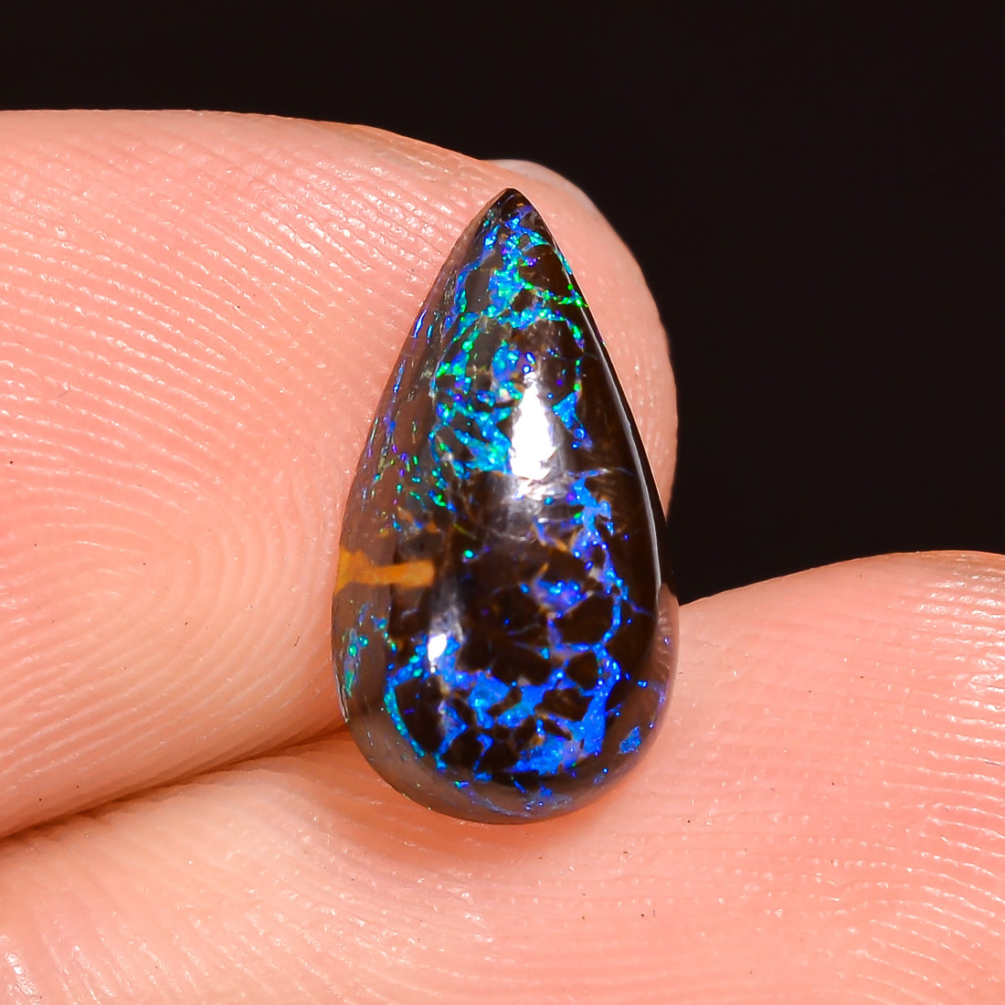 Natural Boulder Opal Pear Shape Cabochon Loose Gemstone 11X5X3 mm 2.5 Ct.OP-239