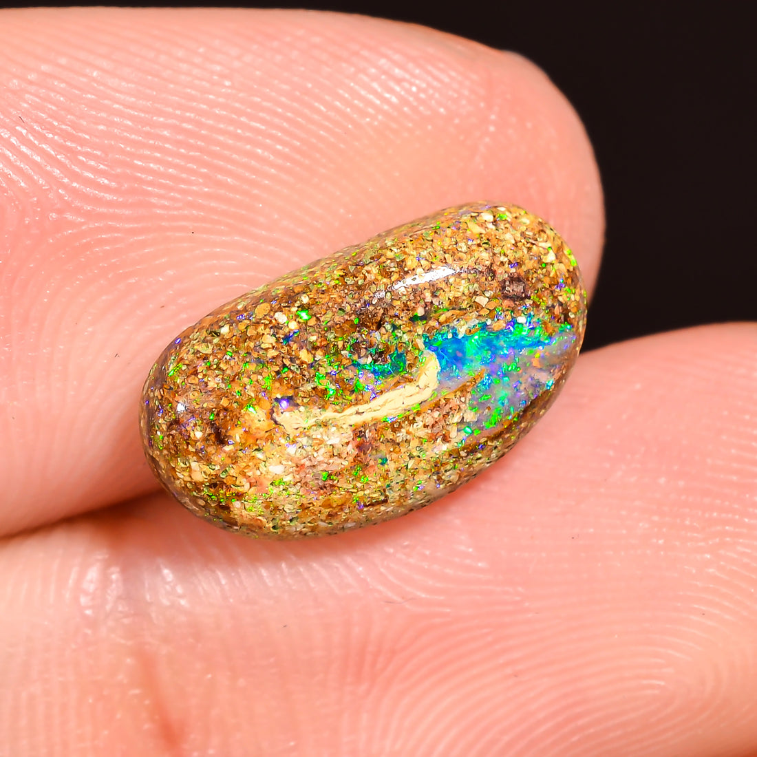 Natural Boulder Opal Fancy Shape Cabochon Loose Gemstone 12X7X2 mm 2.5 Ct.OP-240