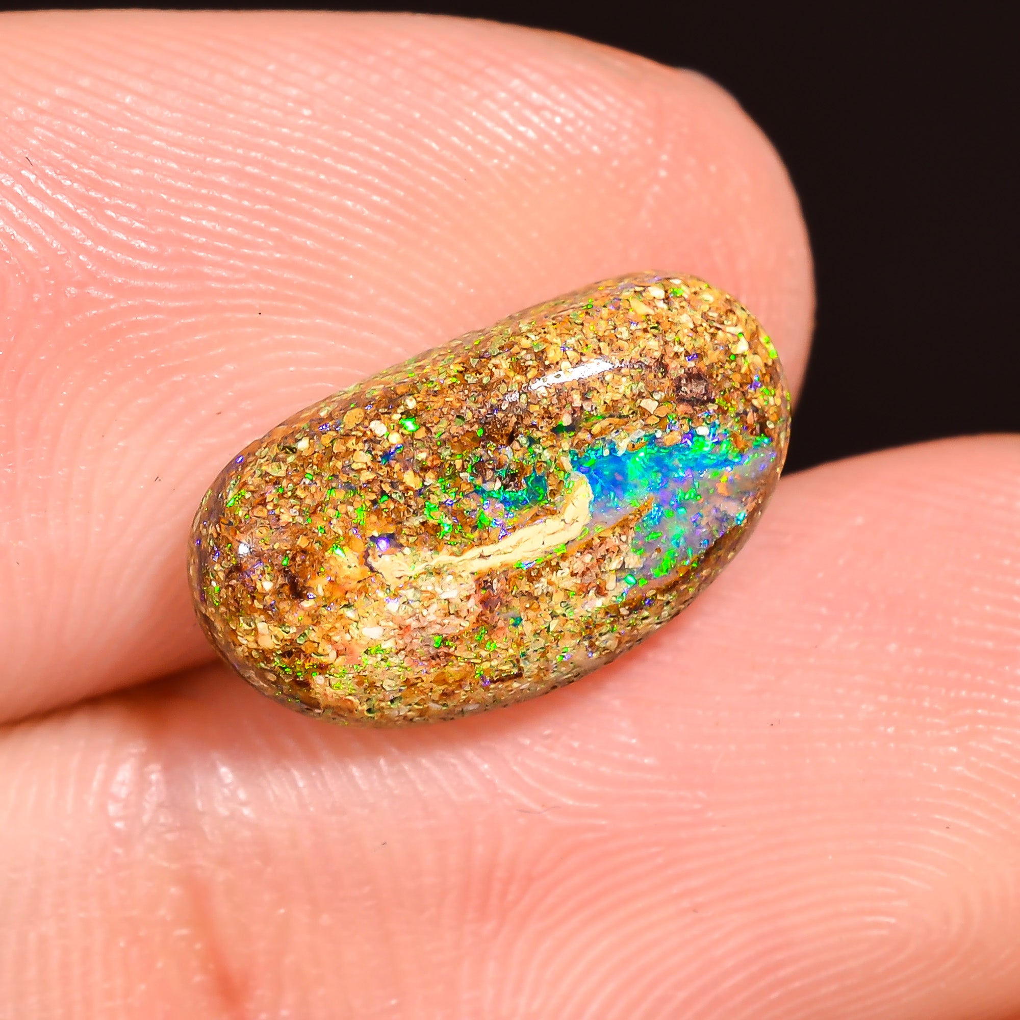 Natural Boulder Opal Fancy Shape Cabochon Loose Gemstone 12X7X2 mm 2.5 Ct.OP-240