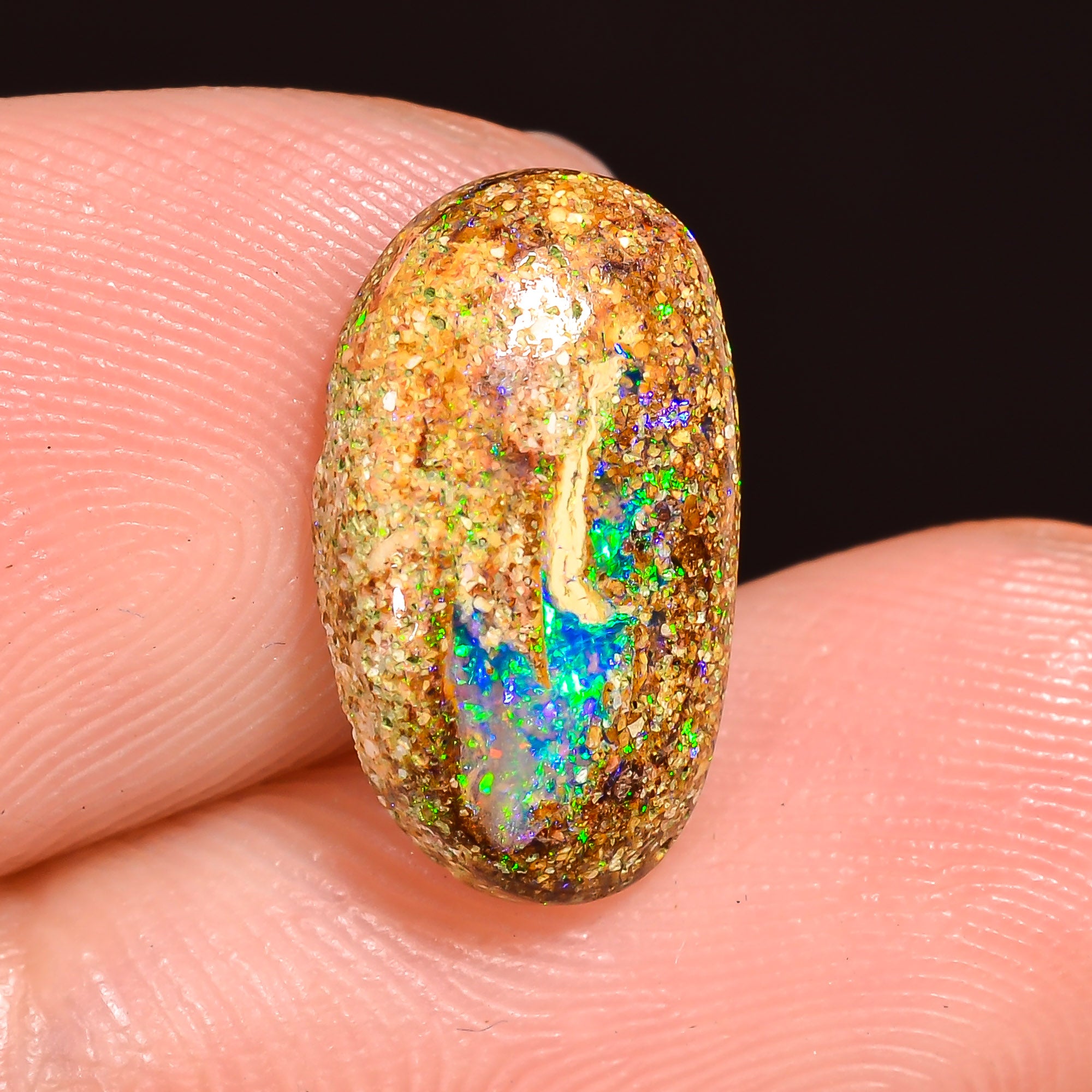 Natural Boulder Opal Fancy Shape Cabochon Loose Gemstone 12X7X2 mm 2.5 Ct.OP-240