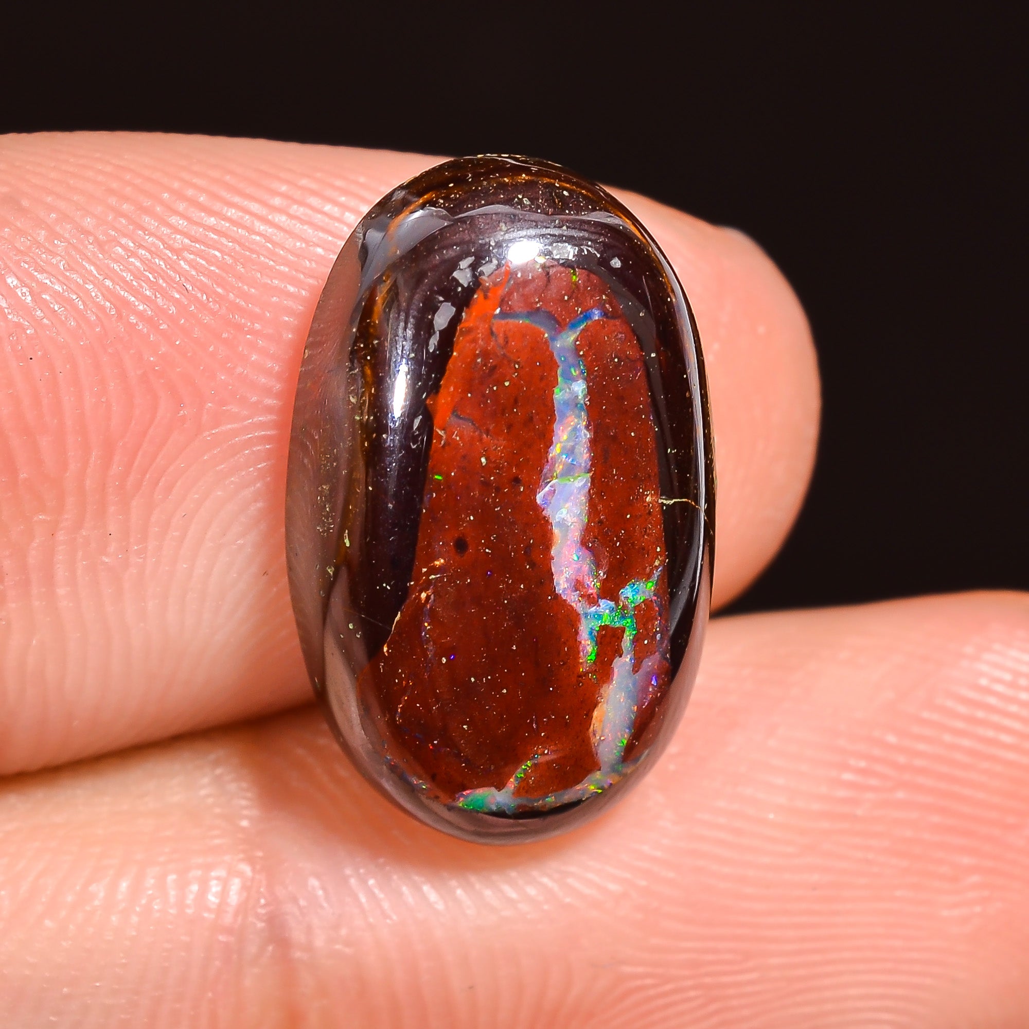 Natural Boulder Opal Oval Shape Cabochon Loose Gemstone 15X9X4 mm 8.5 Ct.OP-241