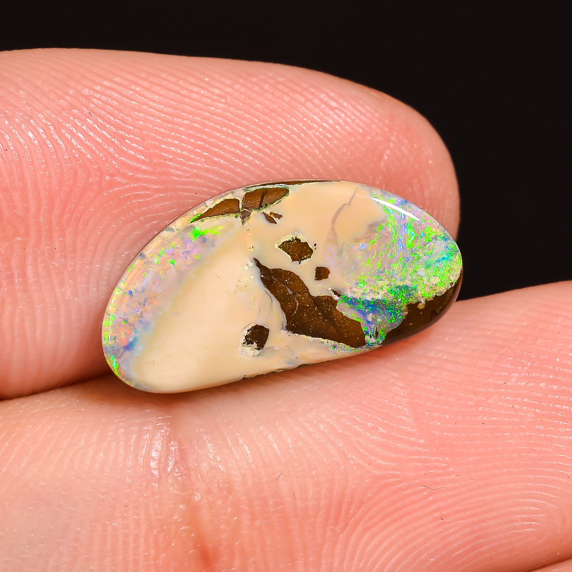 Natural Boulder Opal Fancy Shape Cabochon Loose Gemstone 15X7X1 mm 3.5 Ct.OP-242