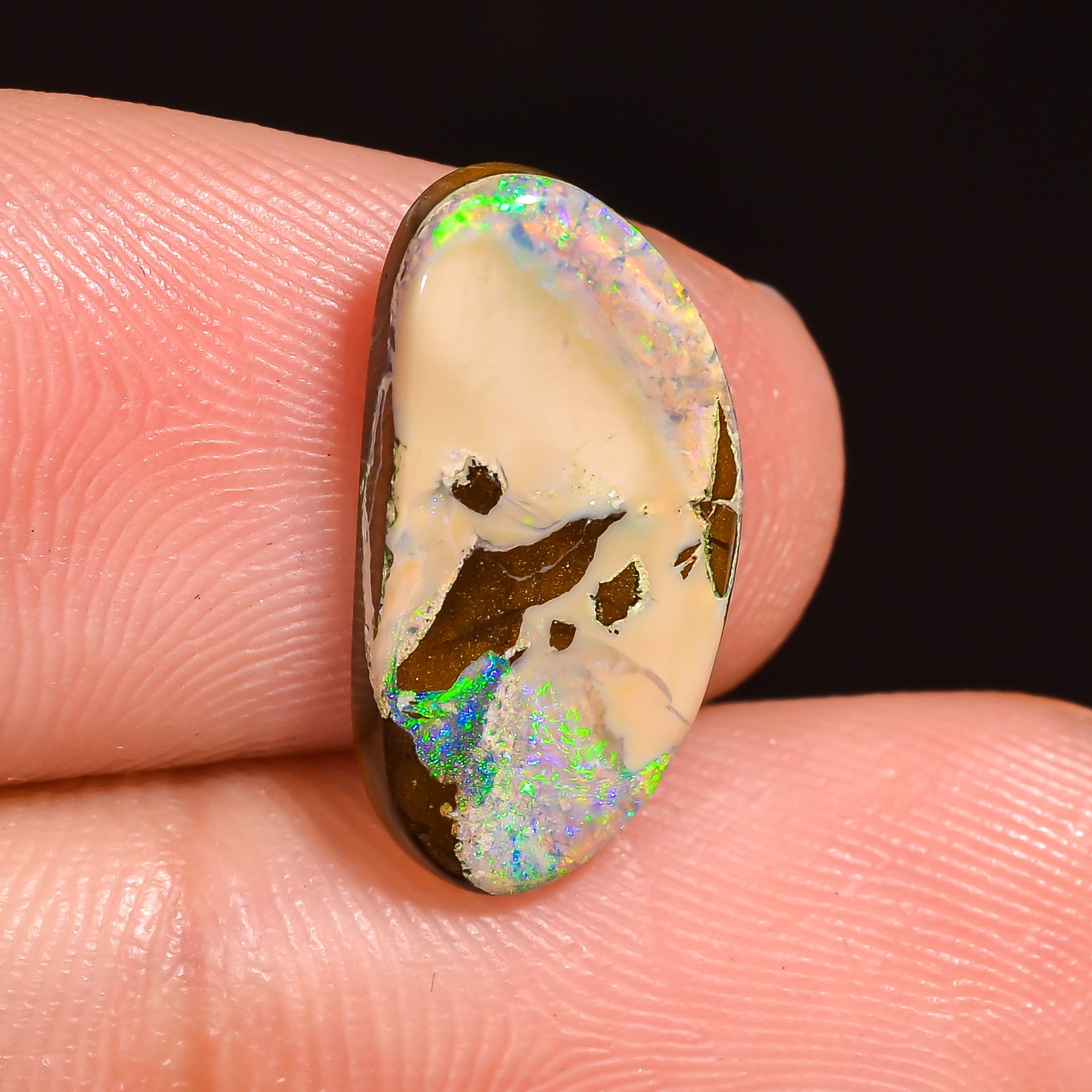 Natural Boulder Opal Fancy Shape Cabochon Loose Gemstone 15X7X1 mm 3.5 Ct.OP-242