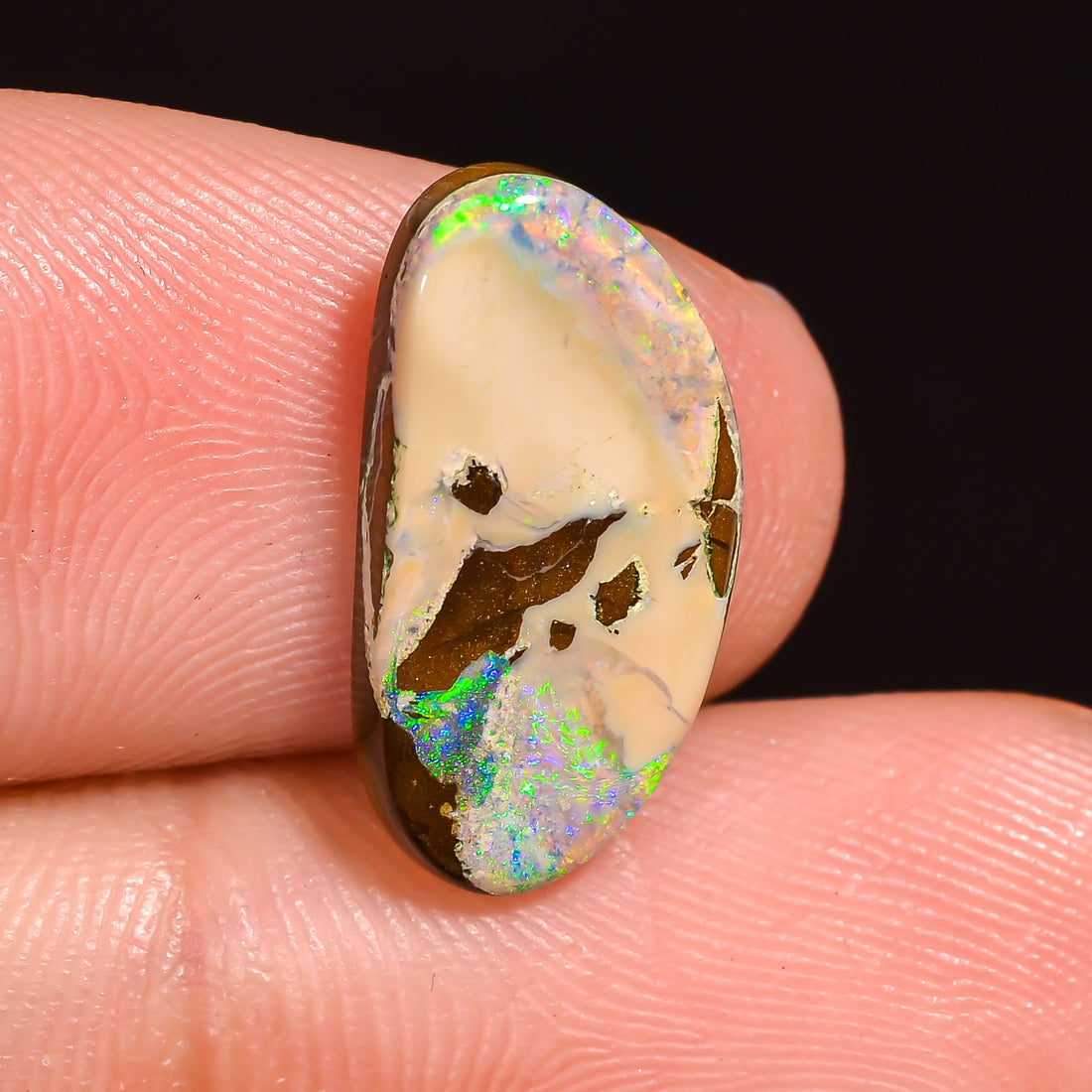 Natural Boulder Opal Fancy Shape Cabochon Loose Gemstone 15X7X1 mm 3.5 Ct.OP-242