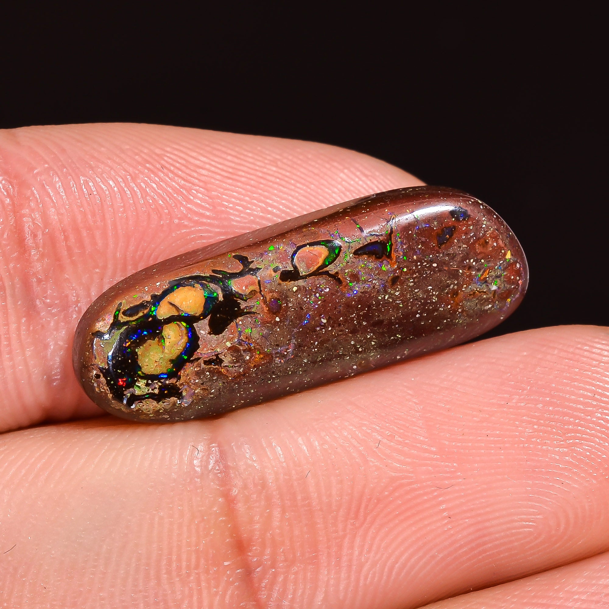 Natural Boulder Opal Fancy Shape Cabochon Loose Gemstone 22X7X3 mm 9.5 Ct.OP-243