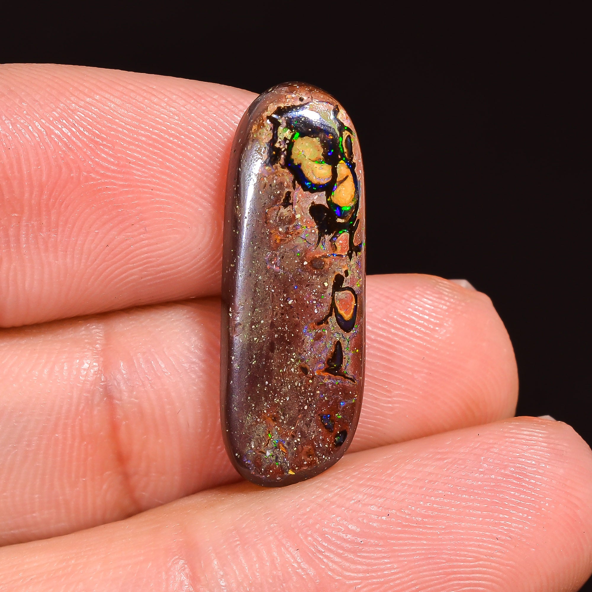 Natural Boulder Opal Fancy Shape Cabochon Loose Gemstone 22X7X3 mm 9.5 Ct.OP-243