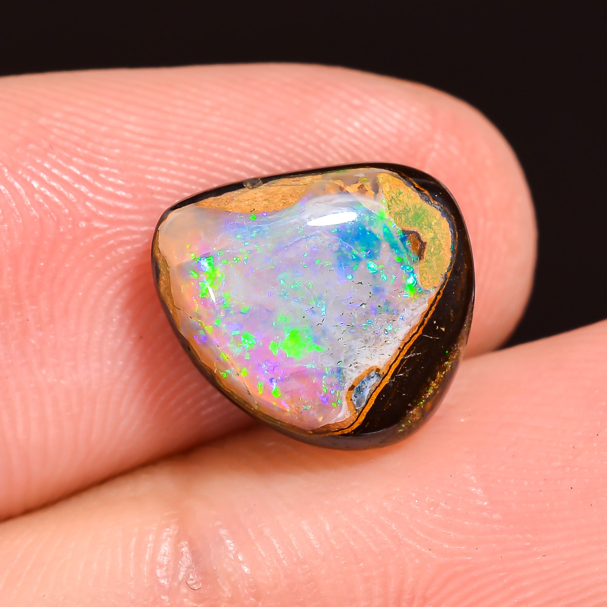 Natural Boulder Opal Fancy Shape Cabochon Loose Gemstone 10X9X3 mm 4 Ct.OP-244