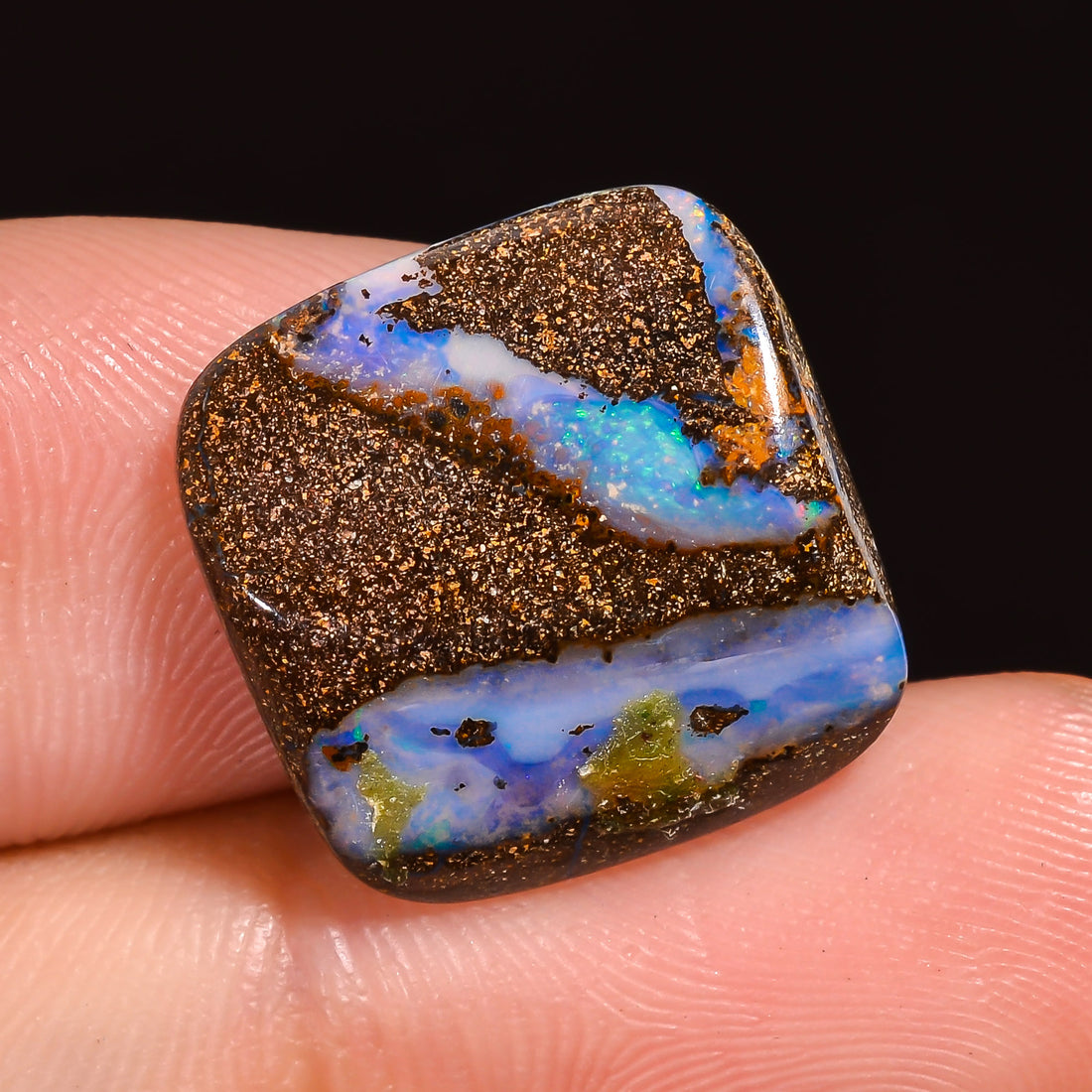 Natural Boulder Opal Cushion Shape Cabochon Loose Gemstone 15X15X4 mm 9.5 Ct.OP-245