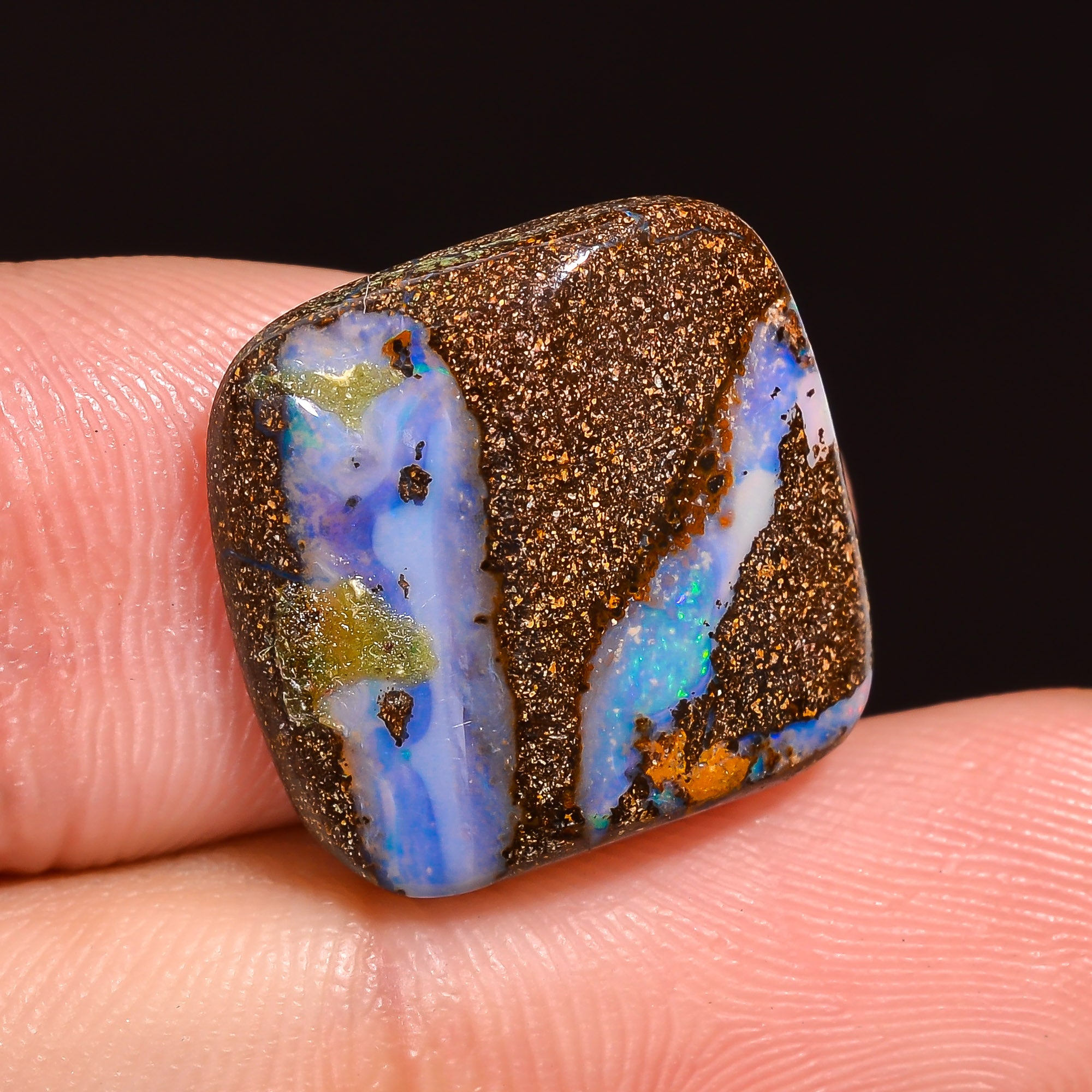 Natural Boulder Opal Cushion Shape Cabochon Loose Gemstone 15X15X4 mm 9.5 Ct.OP-245