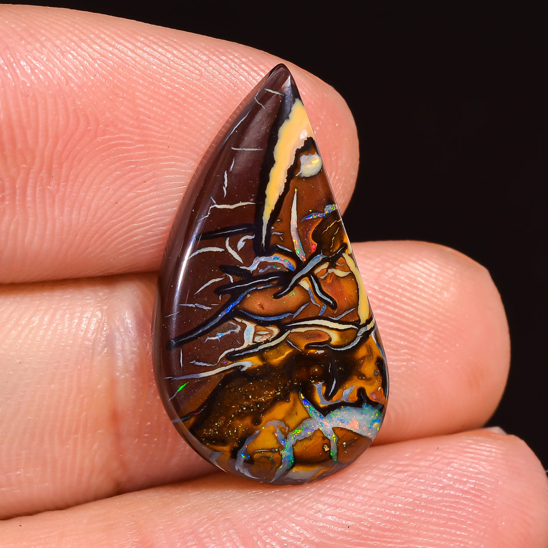 Natural Boulder Opal Fancy Shape Cabochon Loose Gemstone 23X12X3 mm 11 Ct.OP-246