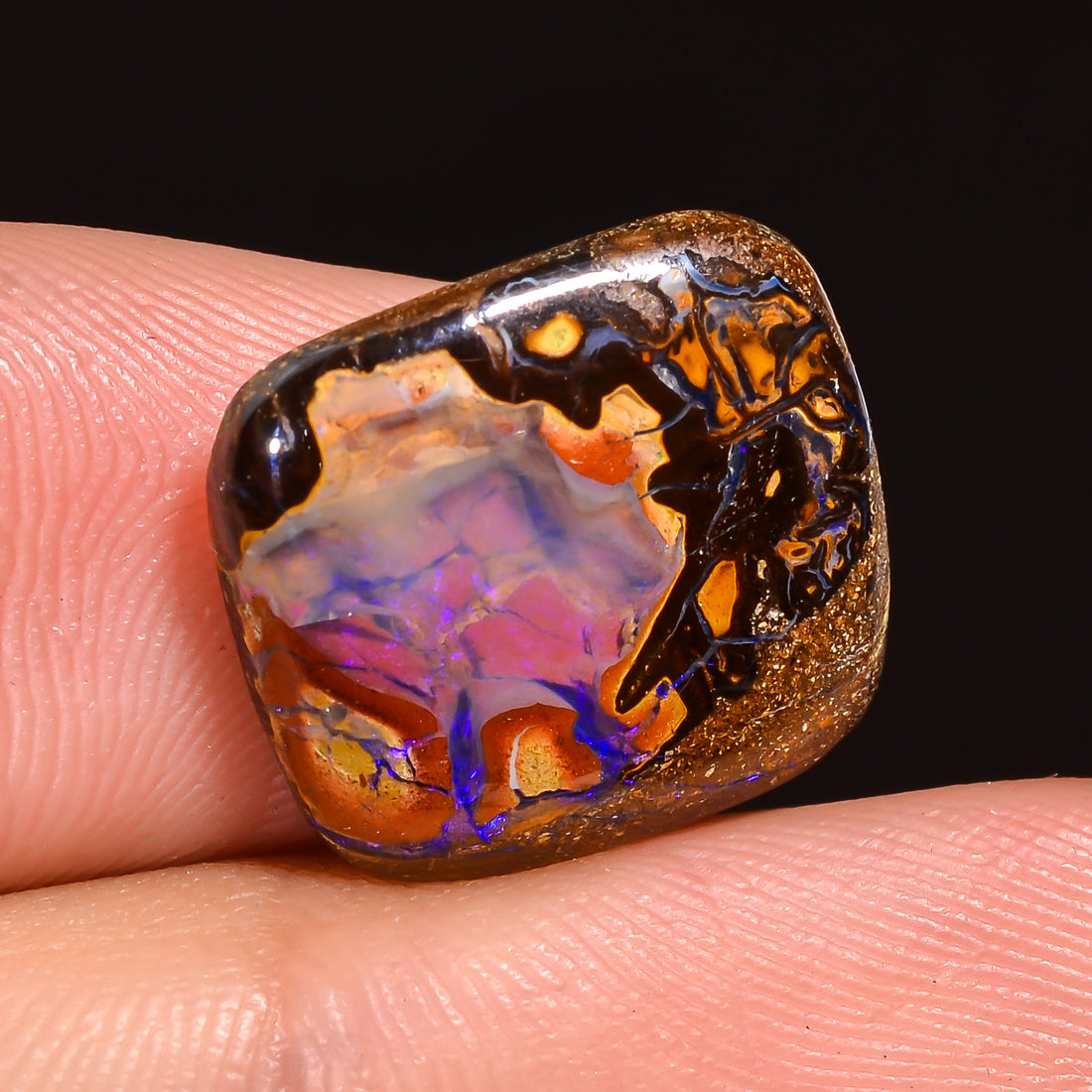 Natural Boulder Opal Cushion Shape Cabochon Loose Gemstone 14X13X3 mm 9 Ct.OP-247