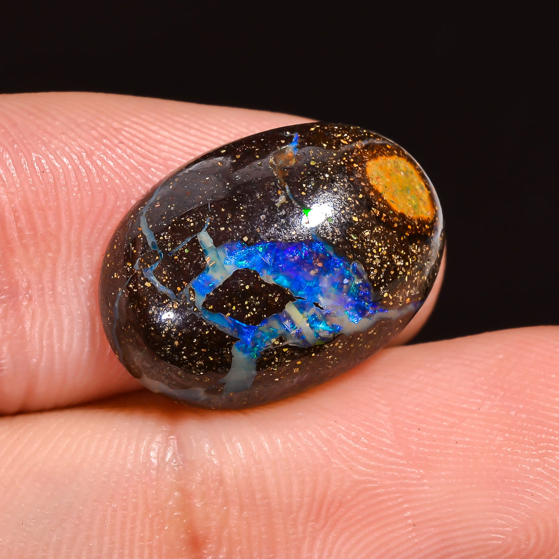 Natural Boulder Opal Oval Shape Cabochon Loose Gemstone 16X11X4 mm 9.5 Ct. OP-248