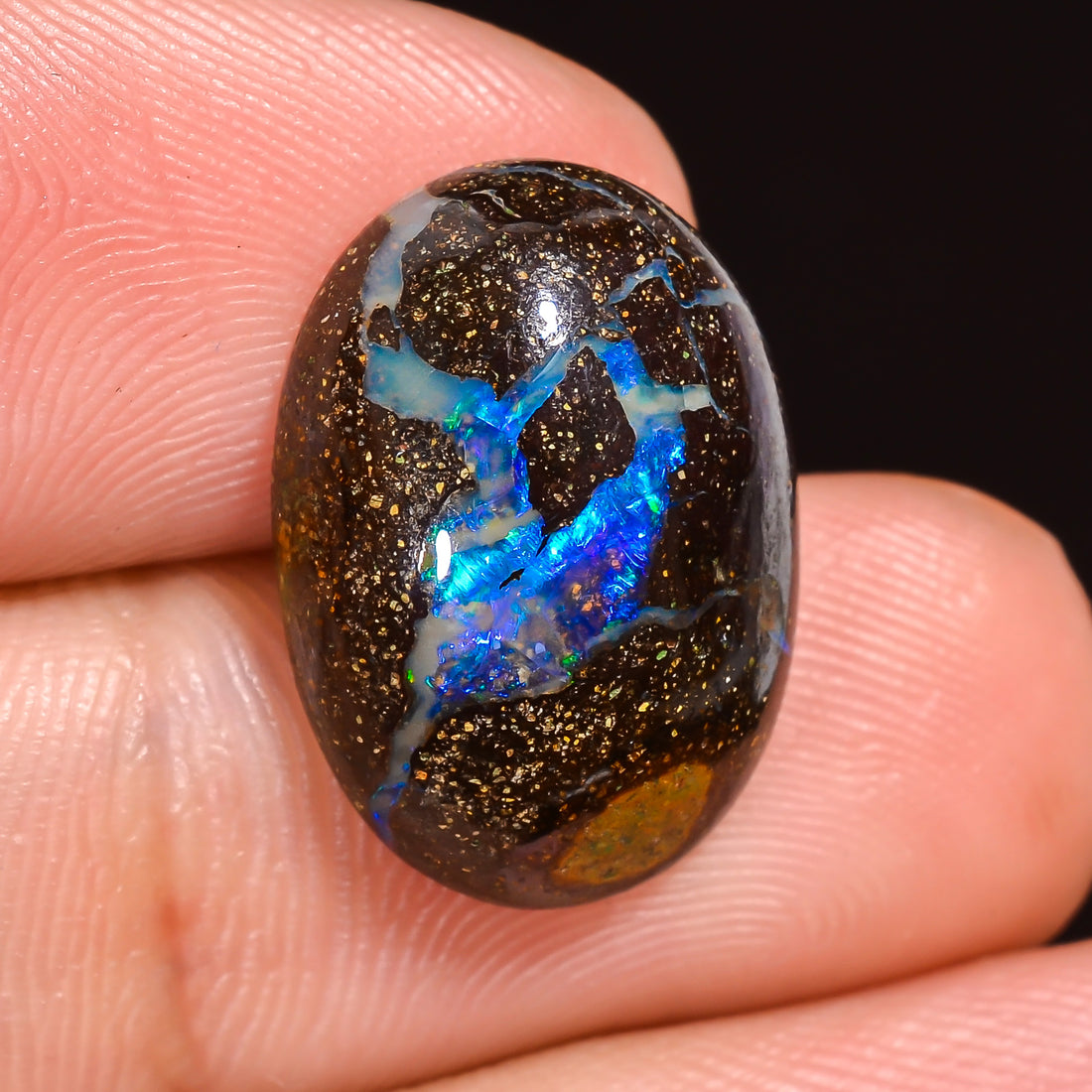 Natural Boulder Opal Oval Shape Cabochon Loose Gemstone 16X11X4 mm 9.5 Ct. OP-248