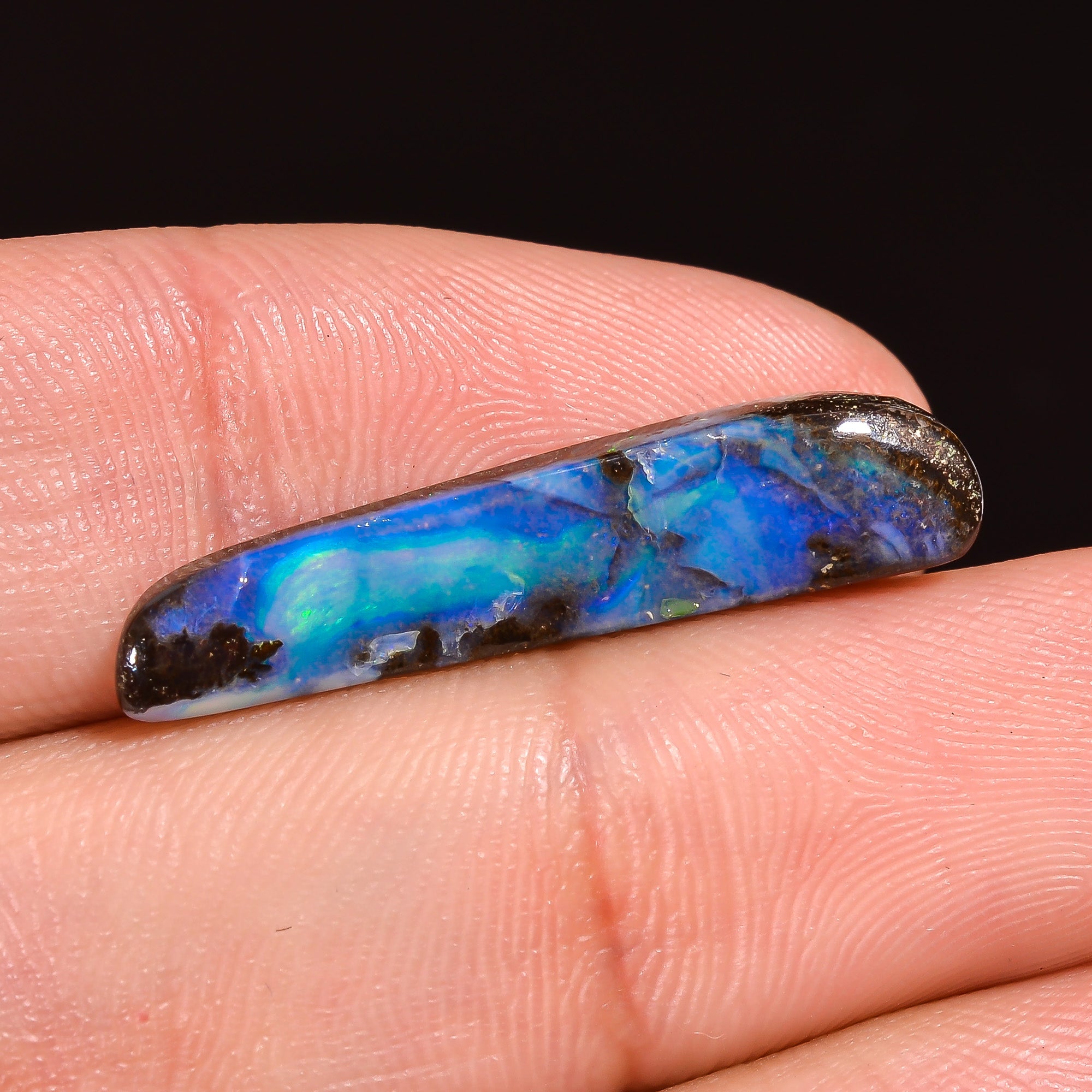 Natural Boulder Opal Fancy Shape Cabochon Loose Gemstone 26X5X2 mm 5.5 Ct.OP-249