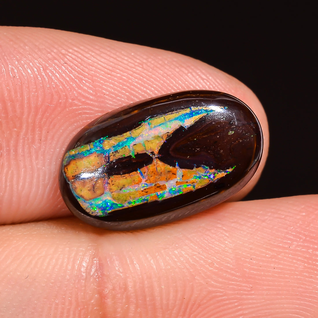 Natural Boulder Opal Oval Shape Cabochon Loose Gemstone 15X8X2 mm 5 Ct.OP-250